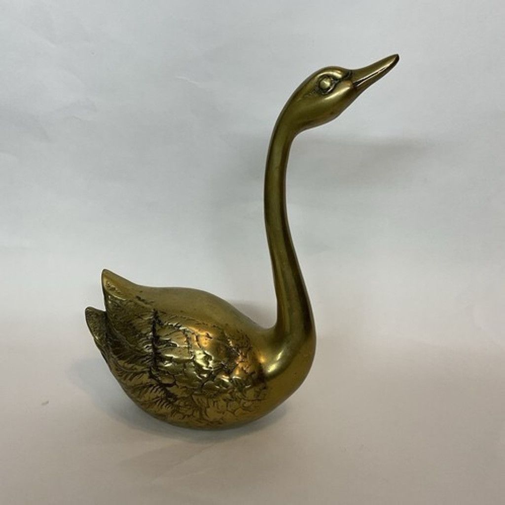 The Unbranded Brand VTG RetroBrass Swan Geese Figurine MCM Mid Century Brid 8" T Size ONE SIZE - 5 Thumbnail