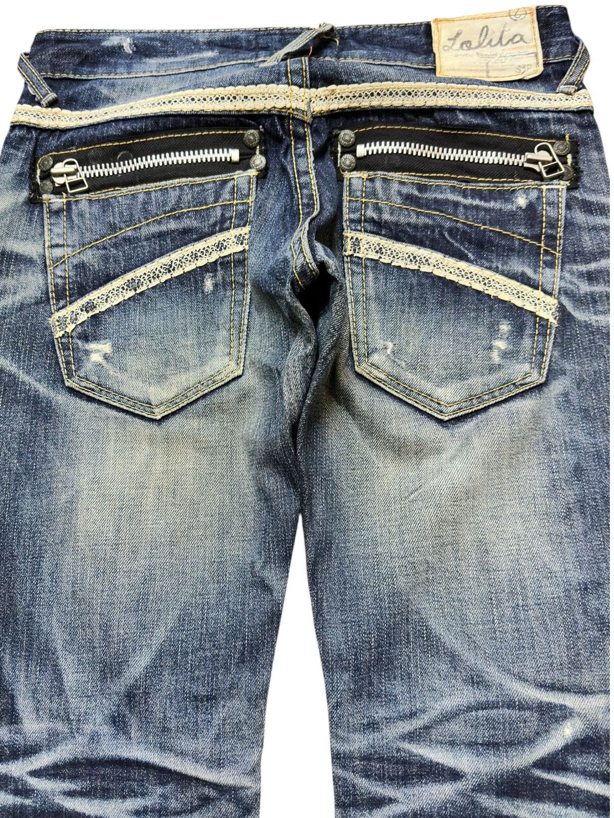 Hysteric Glamour Vintage Lolita jeans Whiskers Grunge Distressed Denim Size US 31 - 5 Thumbnail