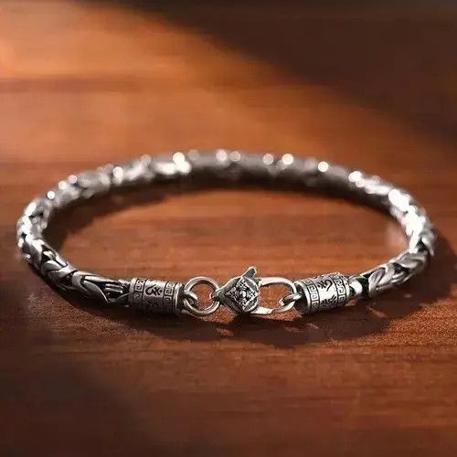 Jewelry Retro Silver Exquisite Woven Bracelet, Men's