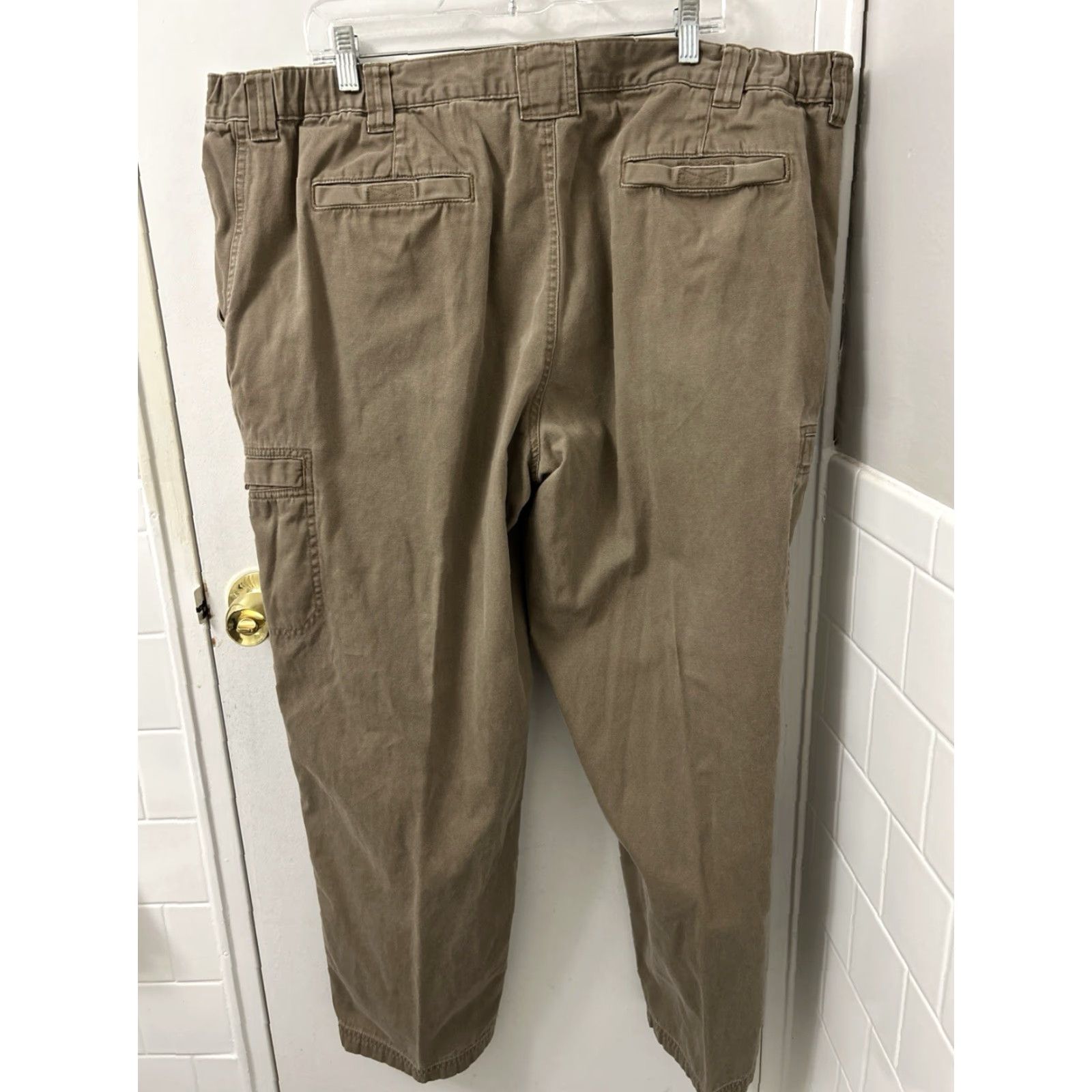 Vintage LL Bean Cargo Pants Mens 44x30 Brown Straight Leg Canvas 100% Cotton Workwear Casual Adjustable Waist Zipper Button Pockets Logo Relaxed Fit Size US 44 / EU 60 - 7 Thumbnail