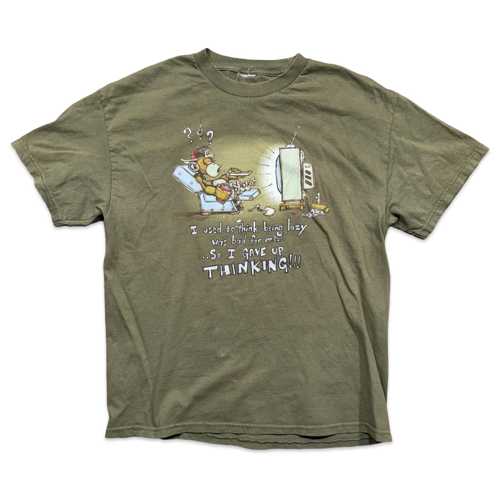 Designer Funny Lazy Monkey Gave Up Thinking Y2K Humor Graphic Tee Size US L / EU 52-54 / 3 - 1 Thumbnail