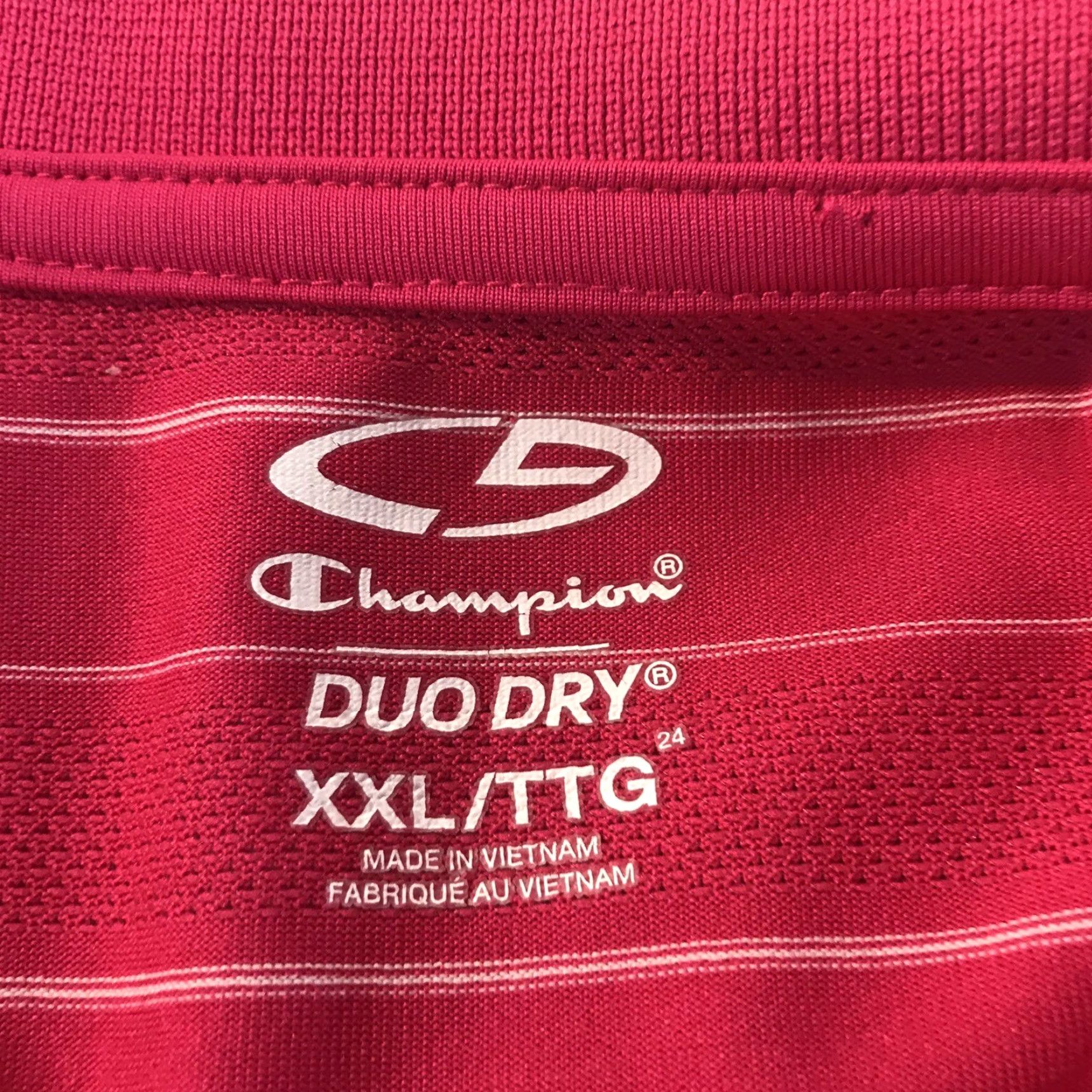 Champion Champion Duo Dry Polo Shirt Mens 2X Pink White Striped Golf Preppy Size US XXL / EU 58 / 5 - 3 Thumbnail