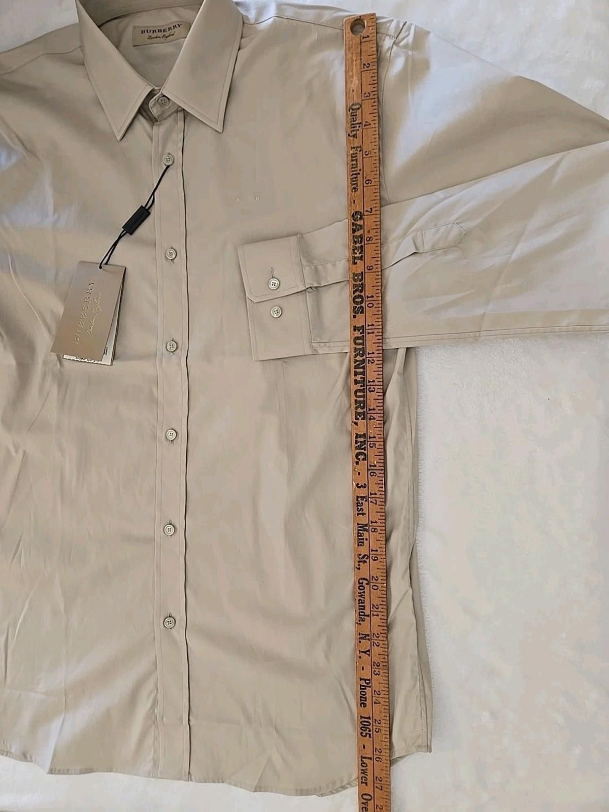 Burberry NWT Mens S Burberry Button Up Long Sleeve Stone Slim 15 - 38 Size US S / EU 44-46 / 1 - 9 Thumbnail
