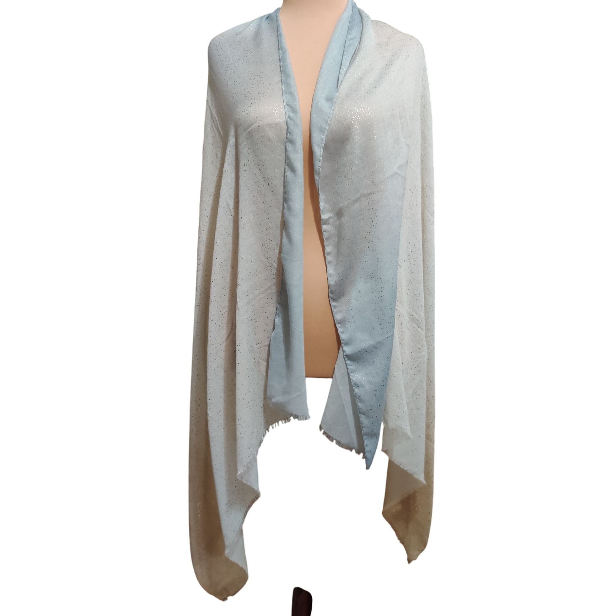 Other Shimmer Light Blue Beige Ombre Scarf Recycled Fabric Lightwe Size ONE SIZE - 3 Thumbnail