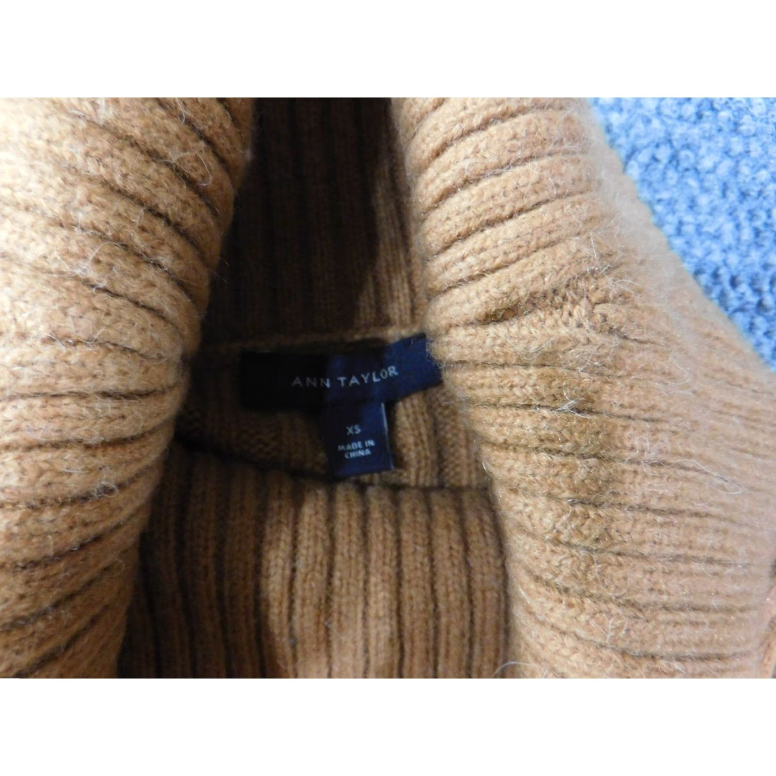 Ann Taylor Ann Taylor Sweater Cardigan Womens XS Brown Alpaca Wool Nylon Geometric Knit Stretch Turtleneck Pullover Casual Seasonal Classic Size XS / US 0-2 / IT 36-38 - 5 Thumbnail