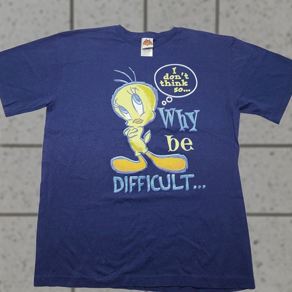 Vintage VINTAGE Looney Tunes Tweety Bird Double Sided Graphic T-Shirt Men’s Large 90s Shirt Regular Crew Neck Cotton Short Sleeve Blue/Men 90s Mens Size US L / EU 52-54 / 3 - 1 Thumbnail