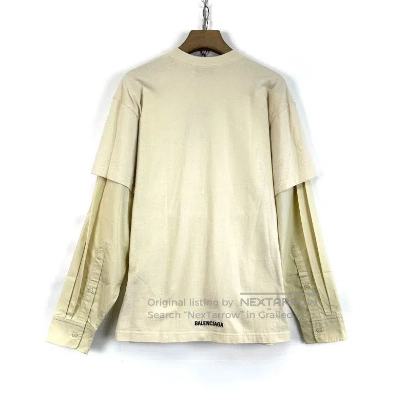 Balenciaga Balenciaga Beige Fake Two-Piece Embroidered Hoodie Size US S / EU 44-46 / 1 - 2 Thumbnail