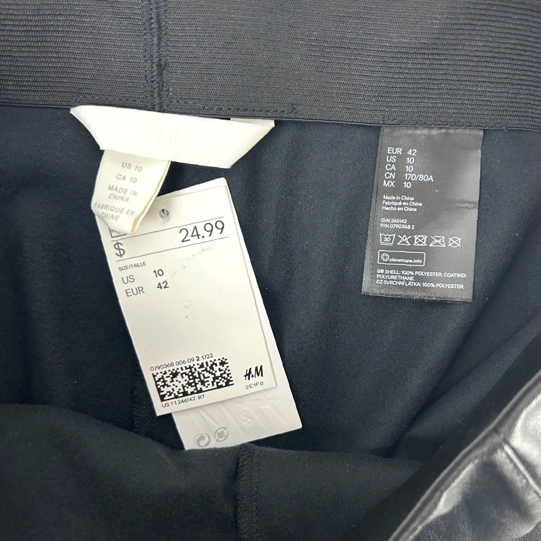 H&M H&M Faux Leather High Waisted Leggings Black Pants Women Size 10 Slimming High Rise Ankle Solid Casual Workwear Party/Cocktail Womens Size 32" / US 10 / IT 46 - 4 Thumbnail