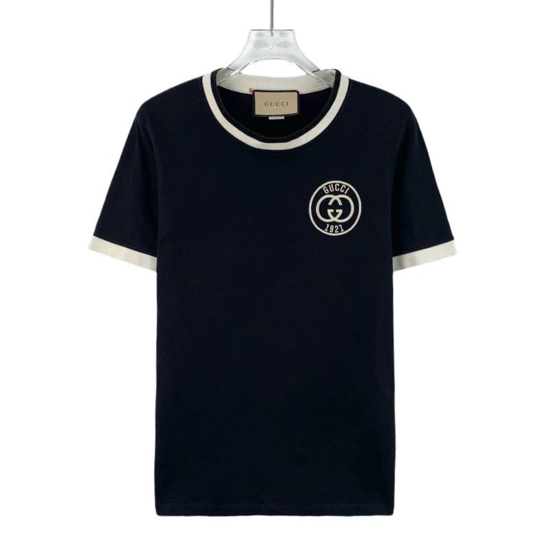 Gucci Gucci Black logo embroidered cotton round-neck short-sleev Size L / US 10 / IT 46 - 1 Thumbnail
