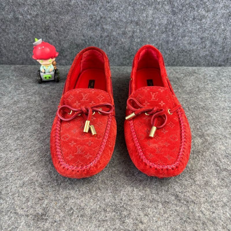 Louis Vuitton Louis Vuitton Red Suede Moccasin Loafers - Size US 7.5 / EU 40-41 - 2 Thumbnail