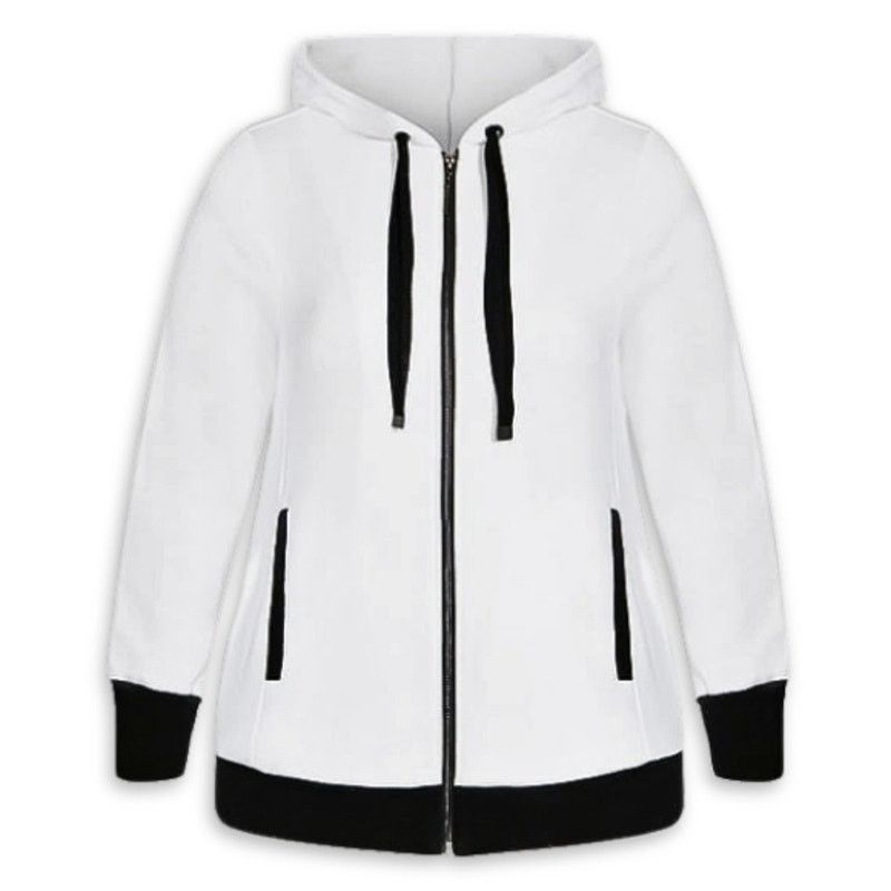 Other Societie Plus Hoodie Jacket Full Front Zip-Up White 18 NWOT Size XXL / US 16-18 / IT 52-54 - 2 Thumbnail
