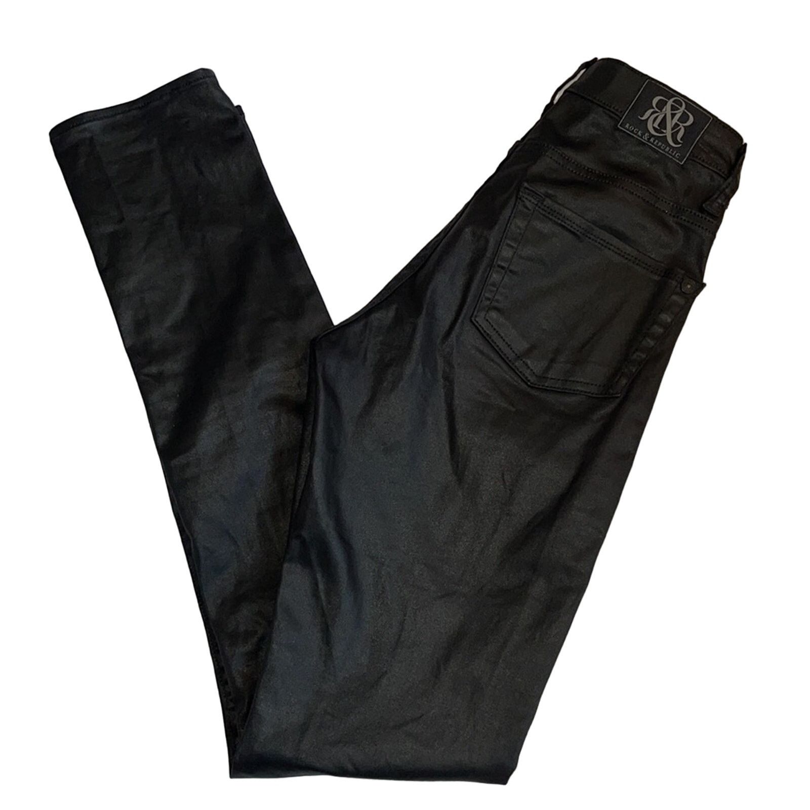 Rock & Republic Rock and Republic Berlin Black Coated Skinny Jeans Size 4M Size 27" / US 4 / IT 40 - 3 Thumbnail