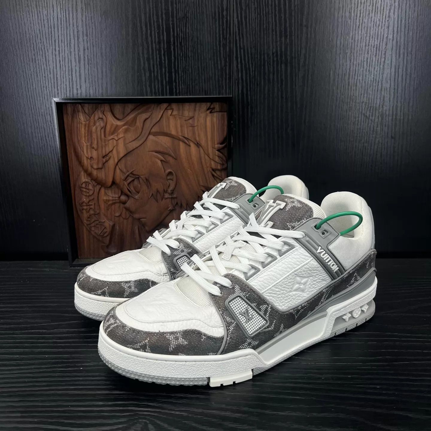 Louis Vuitton lv trainer grey & white denim 6 40 like new Size US 7 / EU 40 - 1 Thumbnail