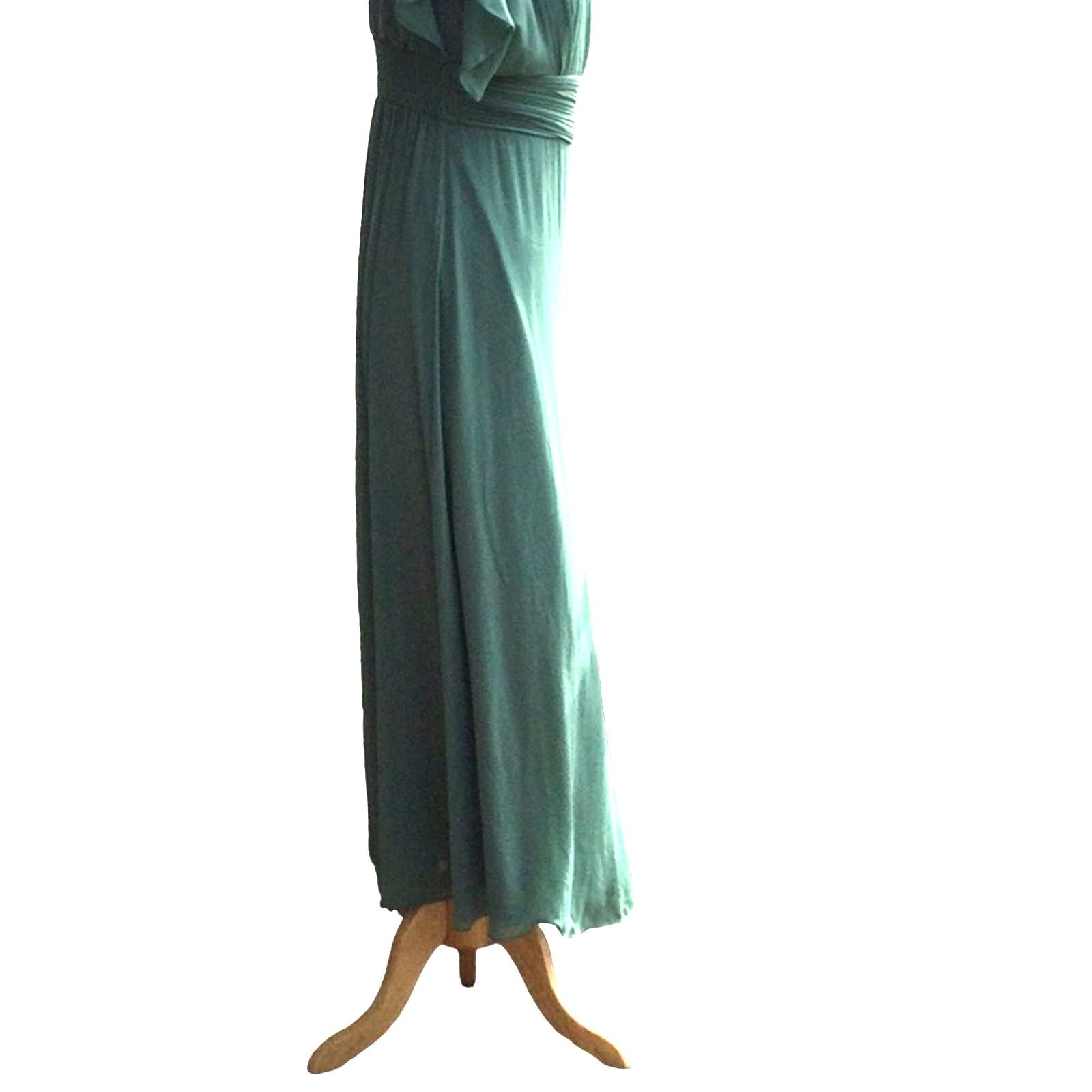 Other Ever Pretty Sage Green Lace Gauging Waist Evening Maxi Dress Size S / US 4 / IT 40 - 6 Thumbnail