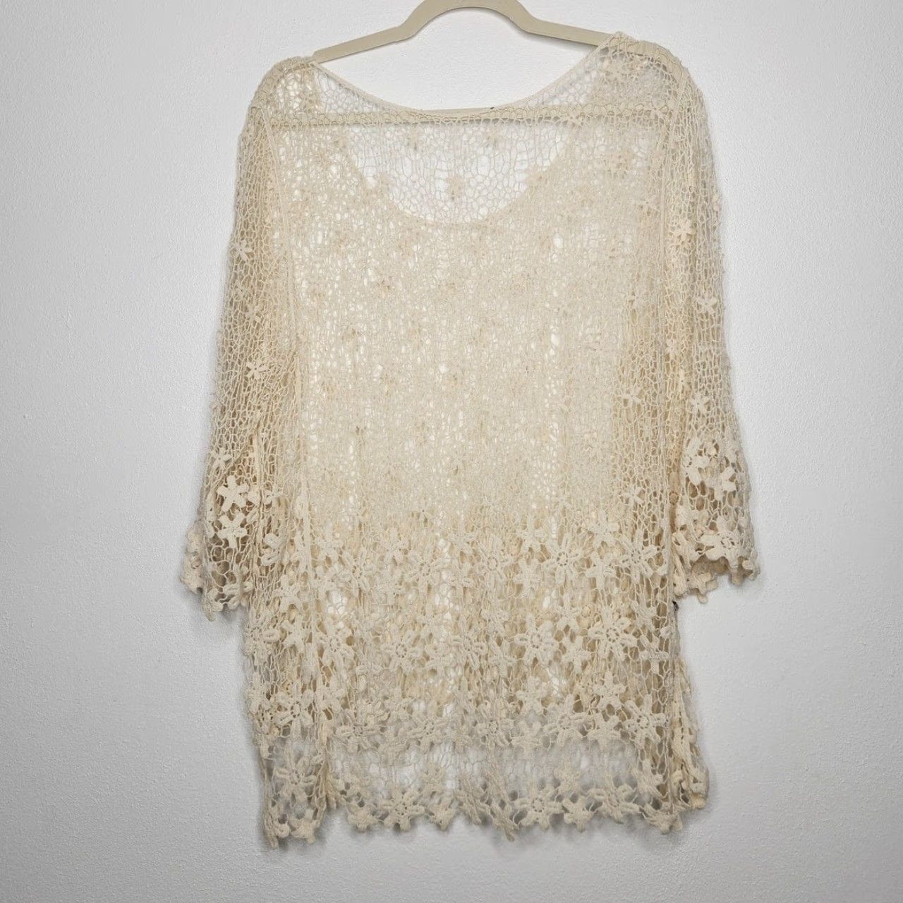 Vintage VINTAGE Floral Lace Boho Fairy Whimsy Oversized Flowy Poncho Style Top Size M / US 6-8 / IT 42-44 - 4 Thumbnail