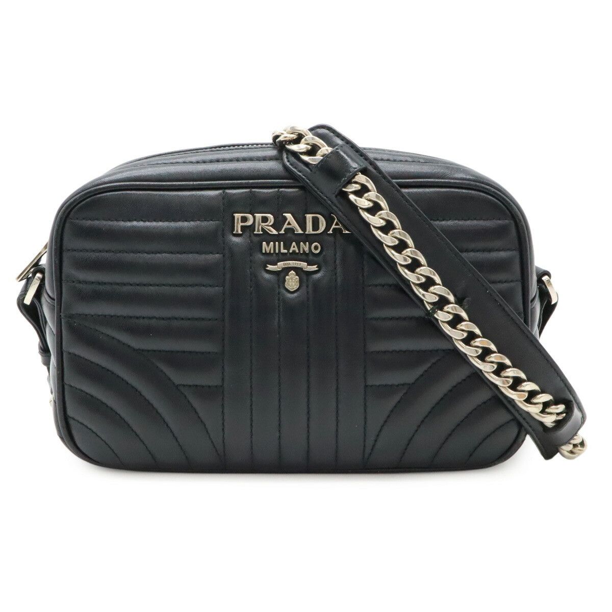 Prada Prada Diagramme Leather Shoulder Bag Leather Shoulder Bag 1Bh083 in Black, Women's