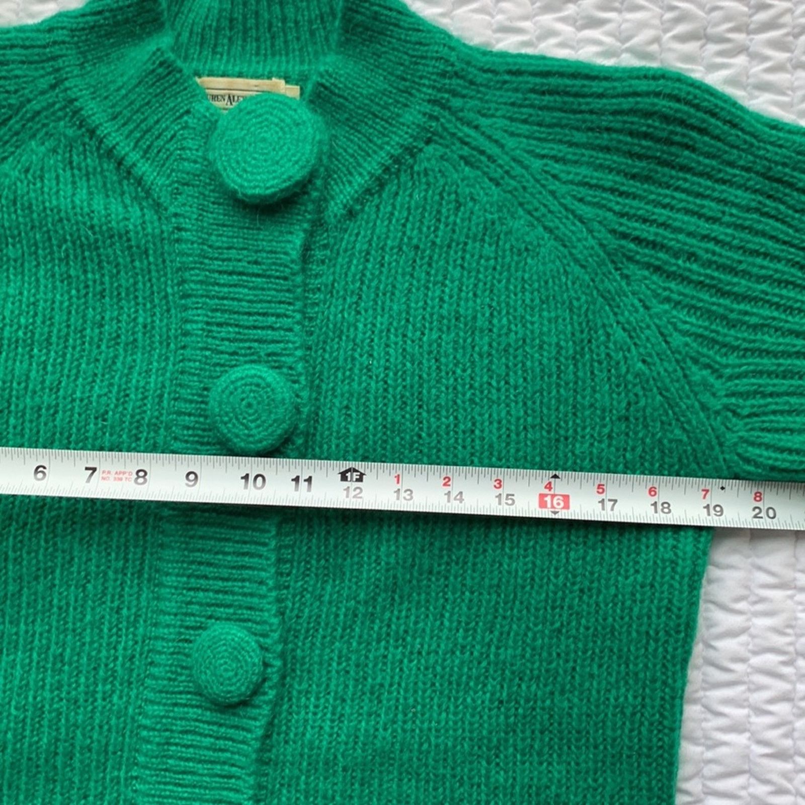 Vintage 80's green mohair blend green cardigan cropped oversized Size S / US 4 / IT 40 - 5 Thumbnail