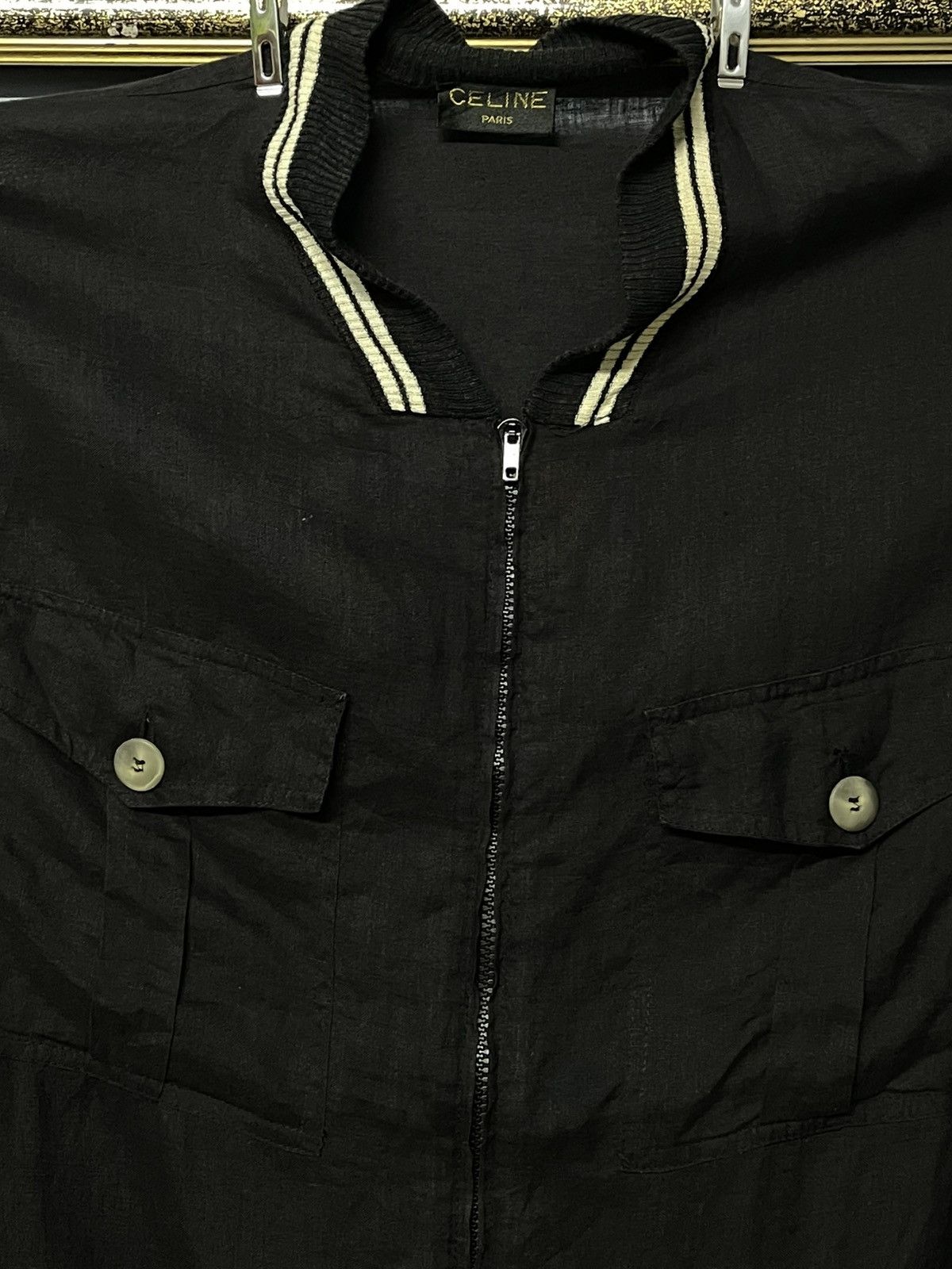 Celine Vintage Designer Celine Paris Zip-Up Minimalist Linen Jacket Size US M / EU 48-50 / 2 - 3 Thumbnail