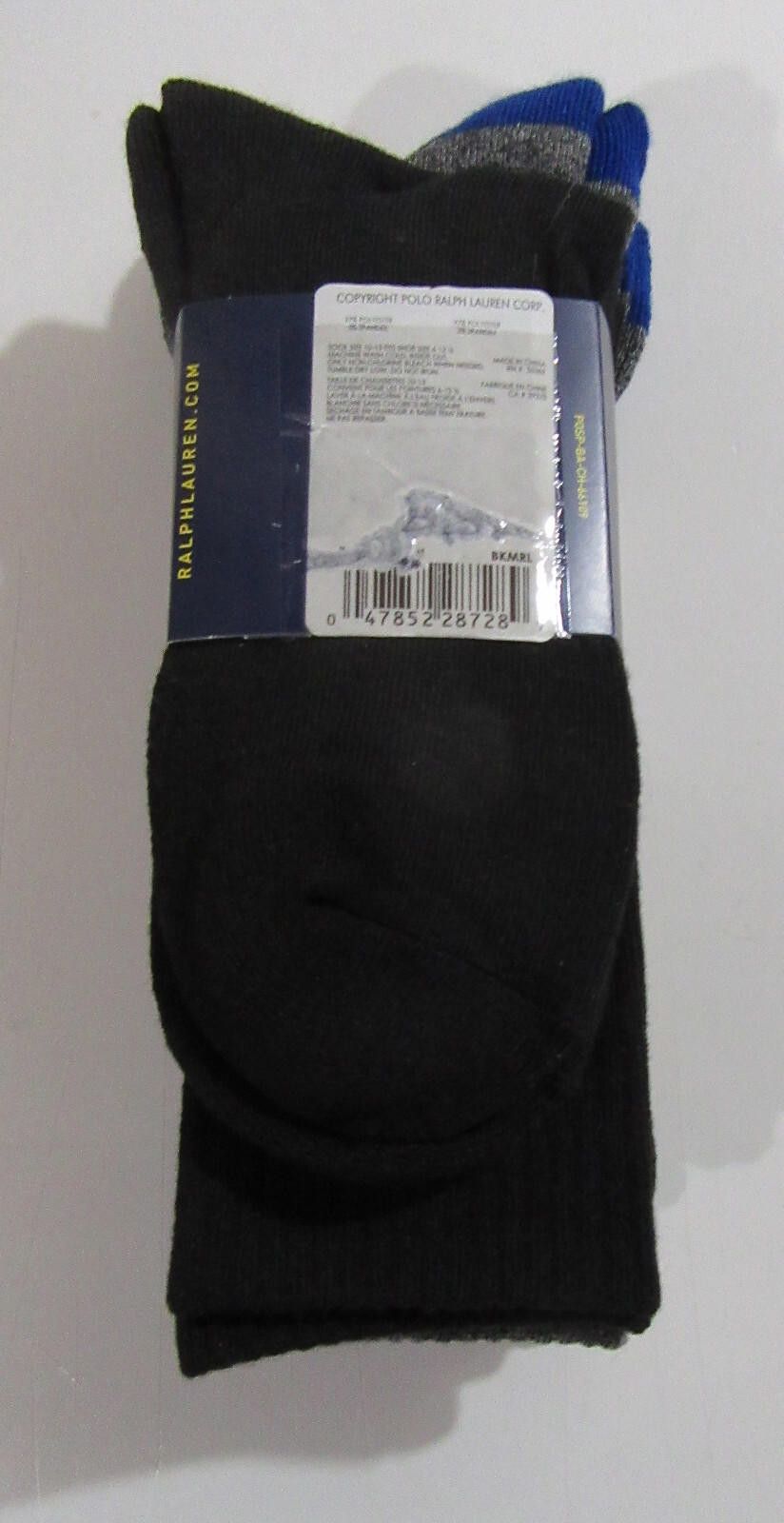 Polo Ralph Lauren Polo Ralph Lauren Mens Contrast Heel Crew Socks Grey Black Size ONE SIZE - 2 Thumbnail