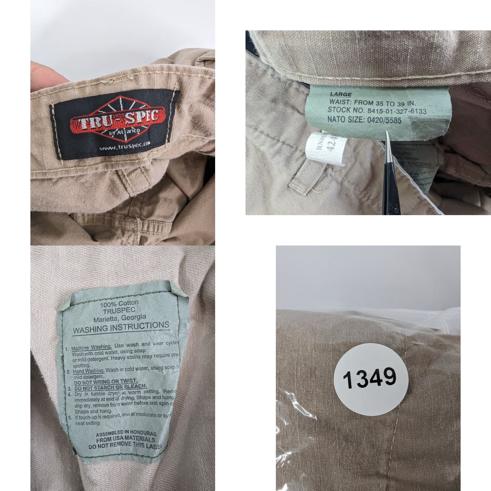 Vintage TRU-SPEC Khaki Shorts Cargo Tactical Ripstop Adjustable Waist 35-39” Men’s Large Size US 33 - 8 Thumbnail