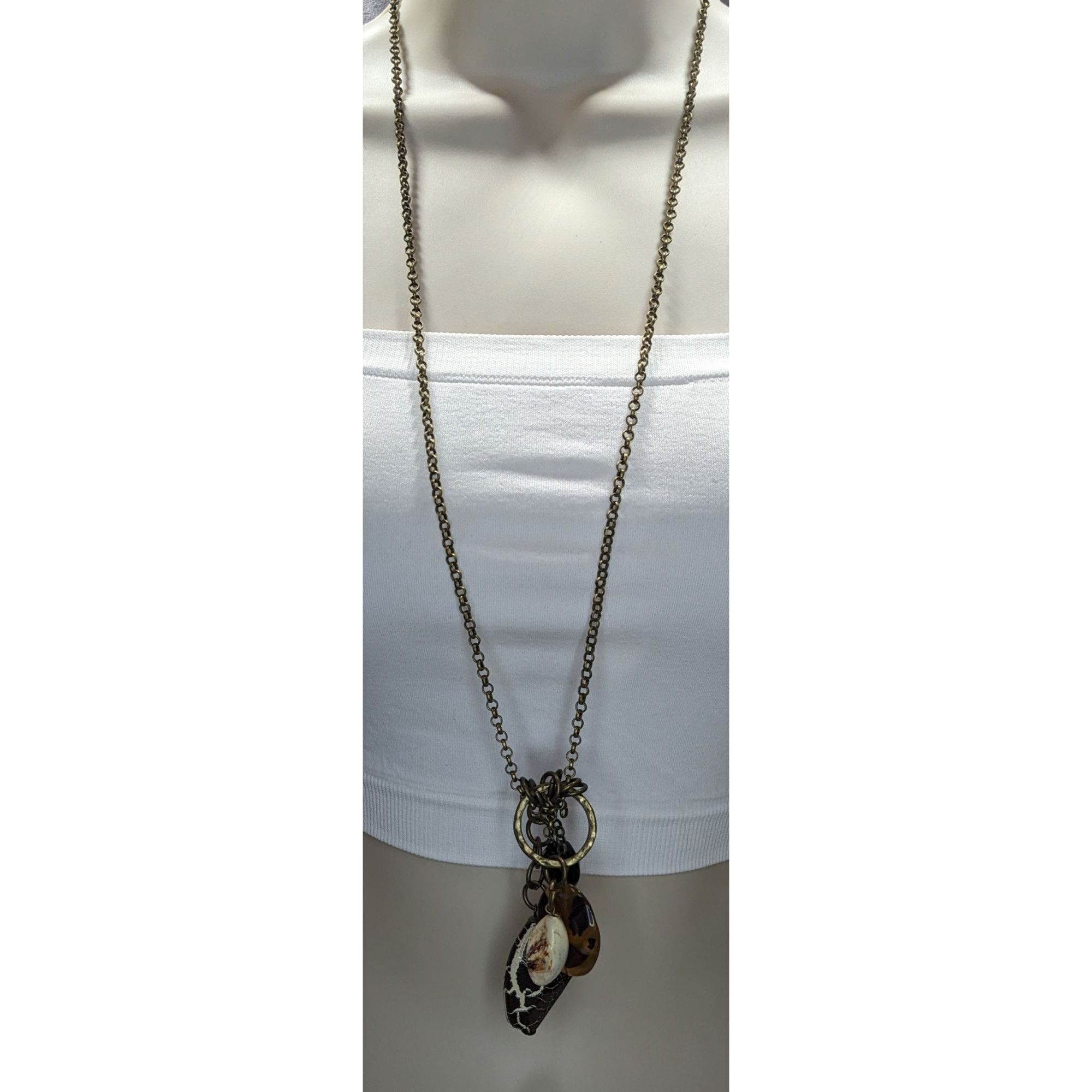 Other Retro Bohemian Pendant Necklace With Faux Gemstone Charms Size ONE SIZE - 2 Thumbnail