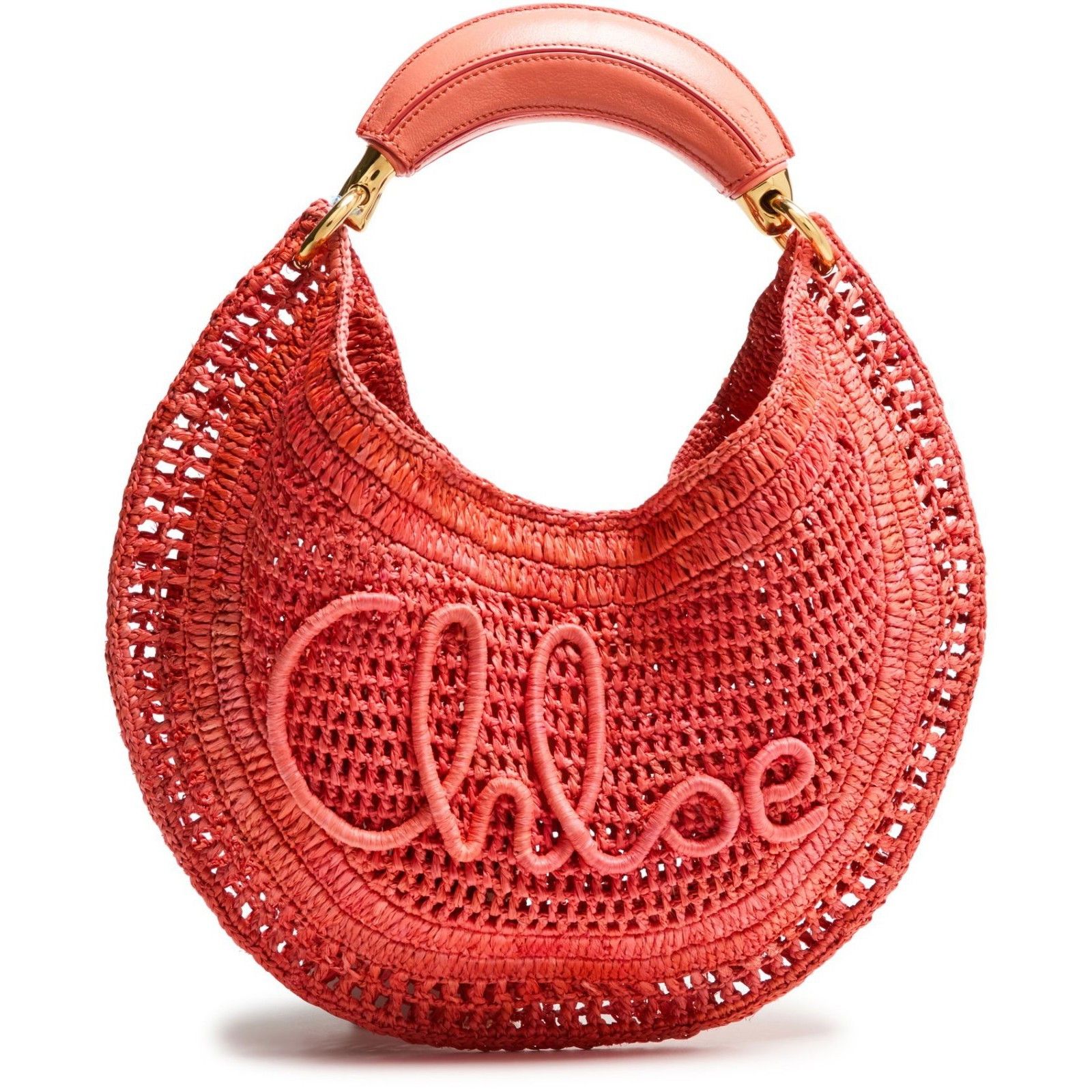Chloe Chloe Summer Banana Camellia Coral Raffia Hobo Bag New & Aut Size ONE SIZE - 1 Thumbnail