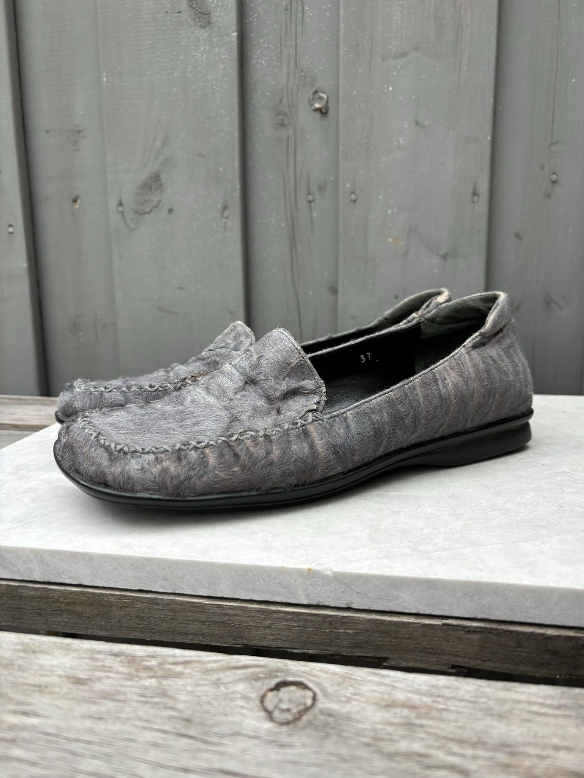 Prada × Vintage 1990s Prada Pony Hair Loafers Vintage Square Toe Fur Womens Size US 7 / IT 37 - 2 Thumbnail