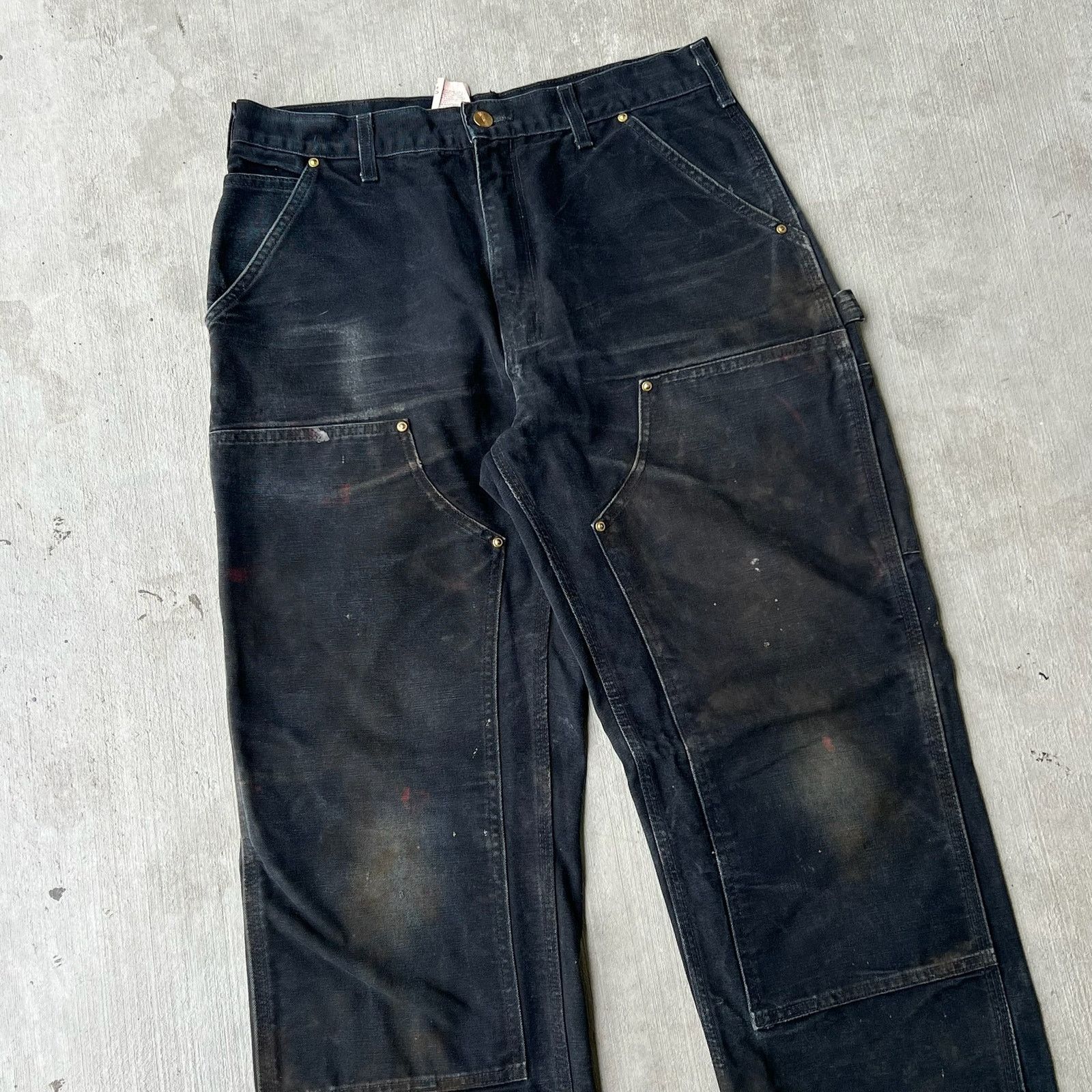 Carhartt × Vintage Carhartt faded black double knee work wear carpenter pants Size US 31 - 2 Thumbnail