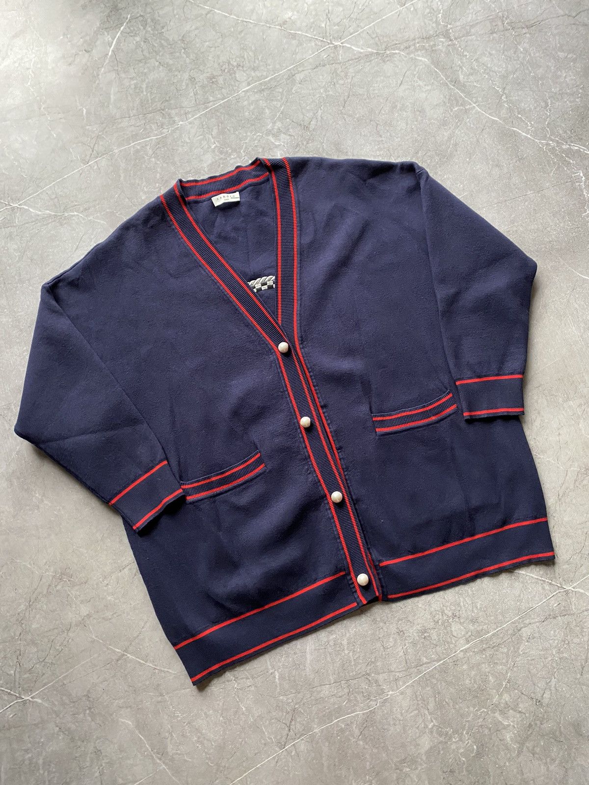 Sandro Sandro Paris Heavy Oversized Embroidered Navy Blue Cardigan Size XS / US 0-2 / IT 36-38 - 1 Thumbnail