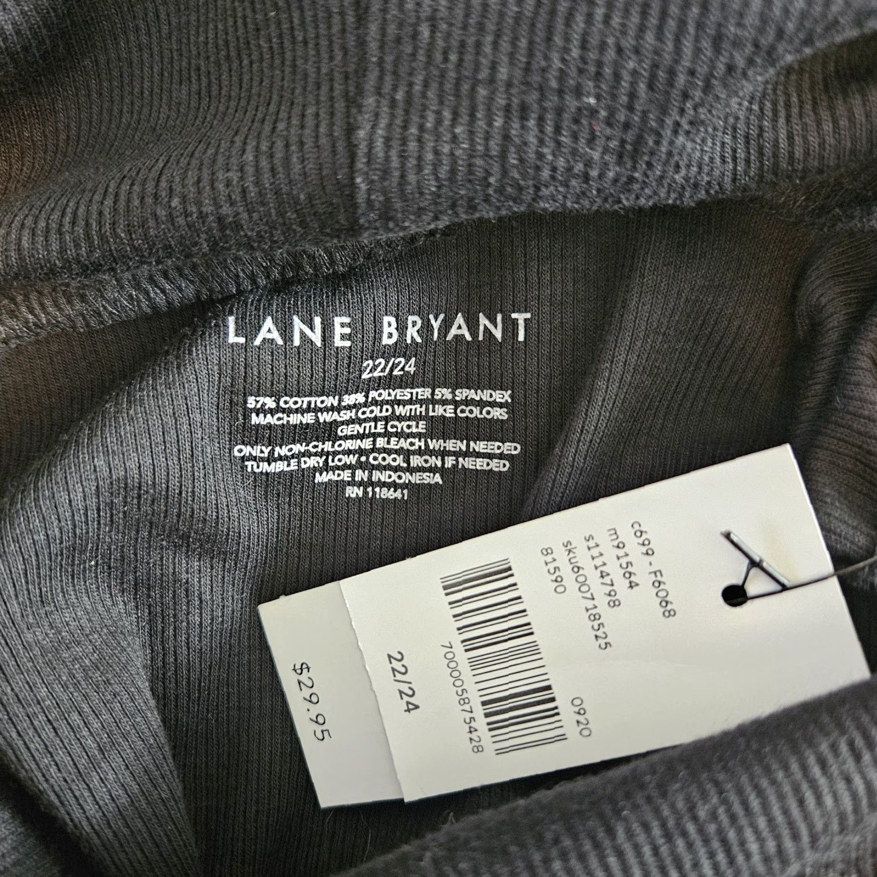 Vintage Lane Bryant Womens Ribbed Turtleneck Black Blouse Size 22 Plus Long Sleeve Cotton Blend Shirt Womens Size 3XL / US 20-22 - 4 Thumbnail