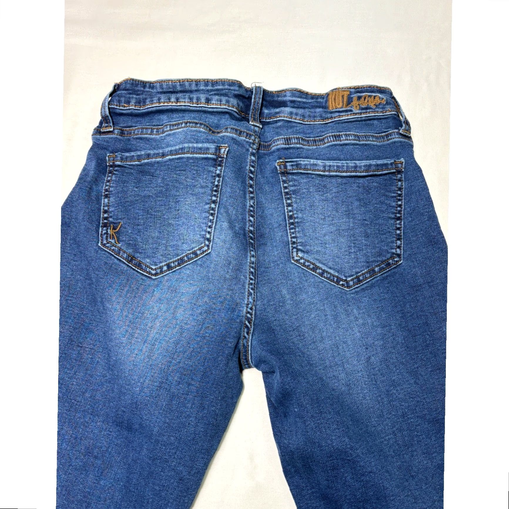 Vintage KUT From The Kloth Jeans Skinny Womens 26x29 Blue Medium Wash Stretch Denim Zip Button Pockets Distressed Size 26" / US 2 / IT 38 - 7 Thumbnail