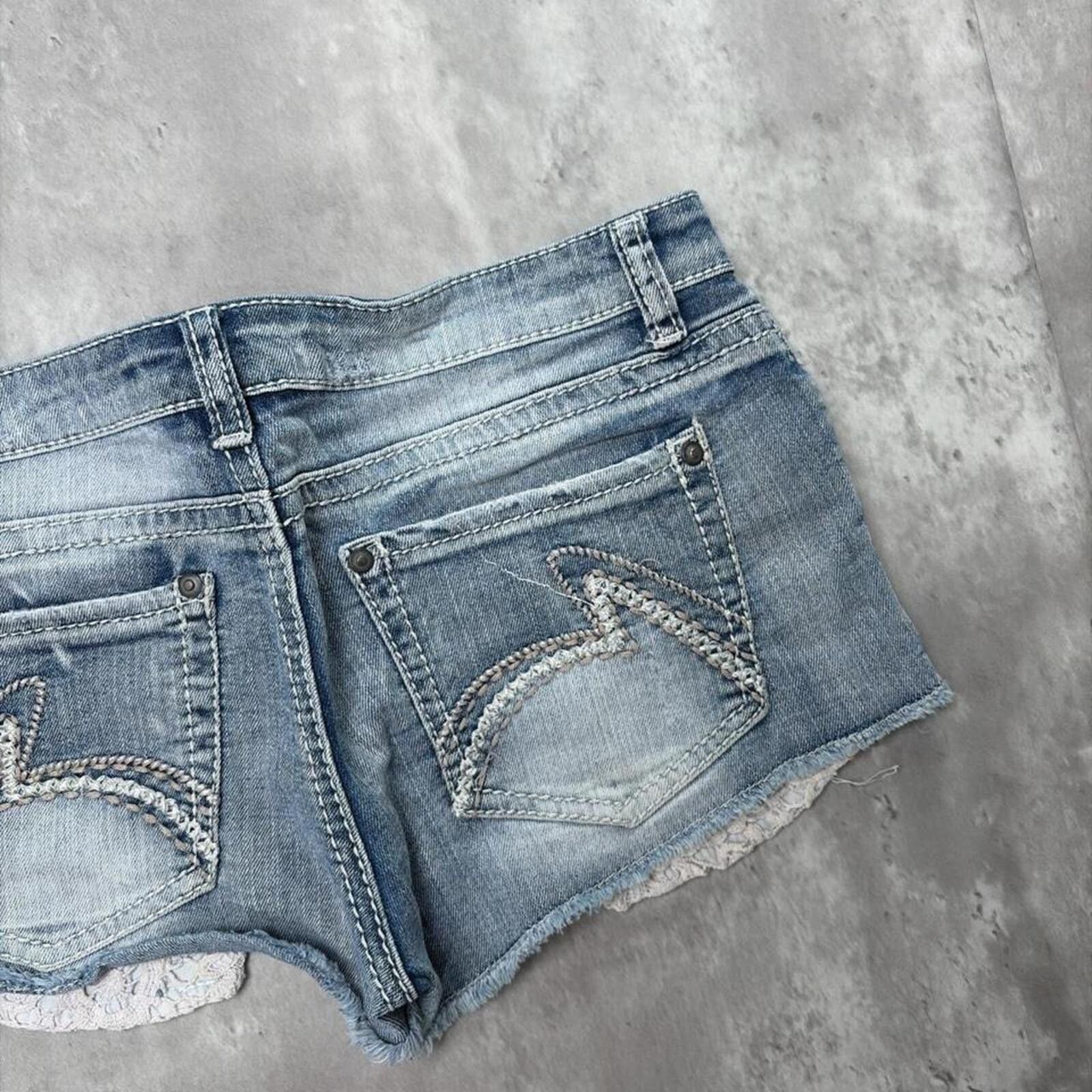 Other Y2K Light Wash Vanilla Star Grunge Gothic Mini Denim Shorts Size 30" / US 8 / IT 44 - 3 Thumbnail