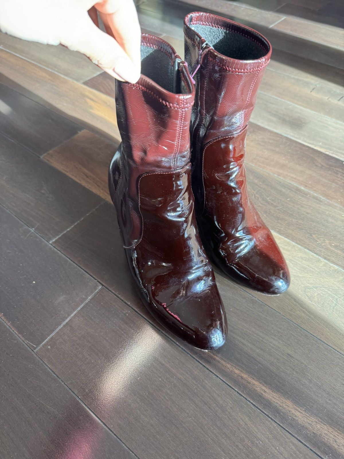 image of Louis Vuitton Burgundy Heel Shoesed Boots in Burgandy, Women's (Size 7)