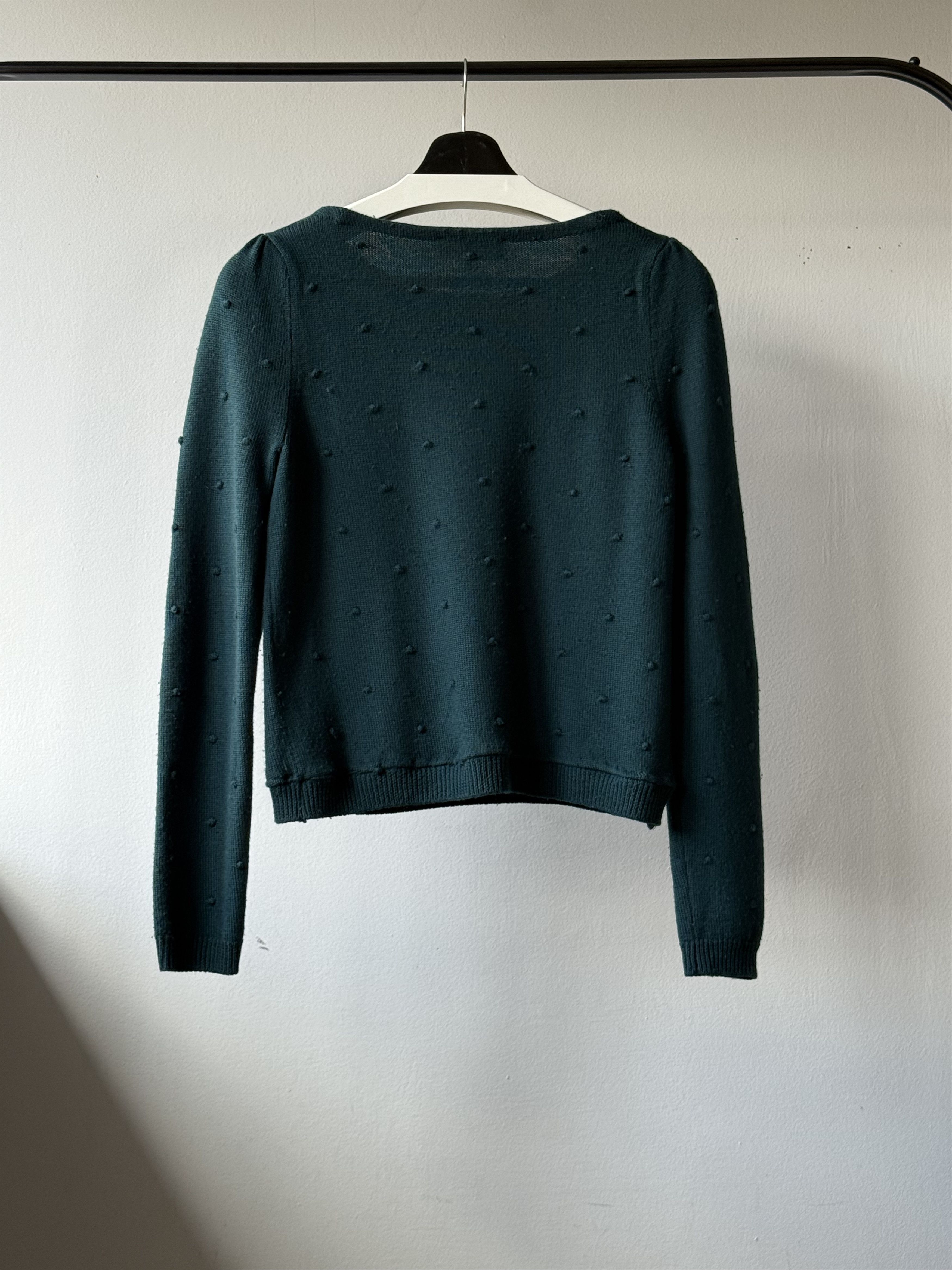 Sezane La Maille Sezane Green Merino Wool Popcorn Knitted Sweater Size S / US 4 / IT 40 - 2 Thumbnail