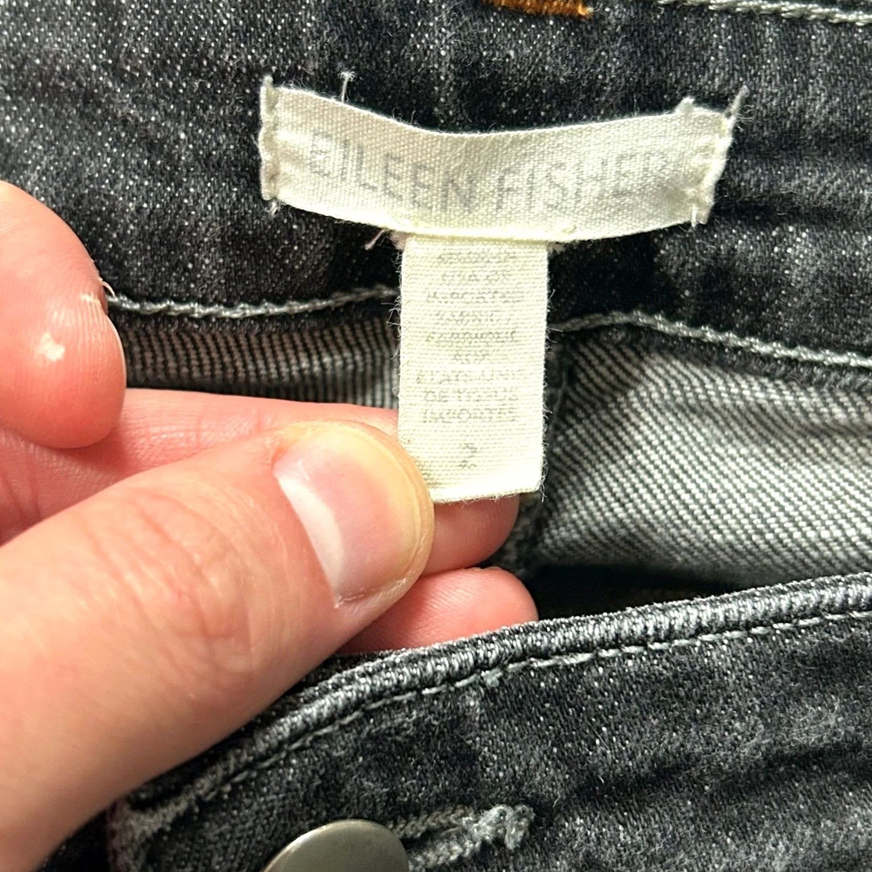 Eileen Fisher Eileen Fisher Jeans Womens 2 Black Straight Leg Mid Rise 5-Pocket Stretch Denim Button Zip Modern Minimalist Womens Size 26" / US 2 / IT 38 - 4 Thumbnail