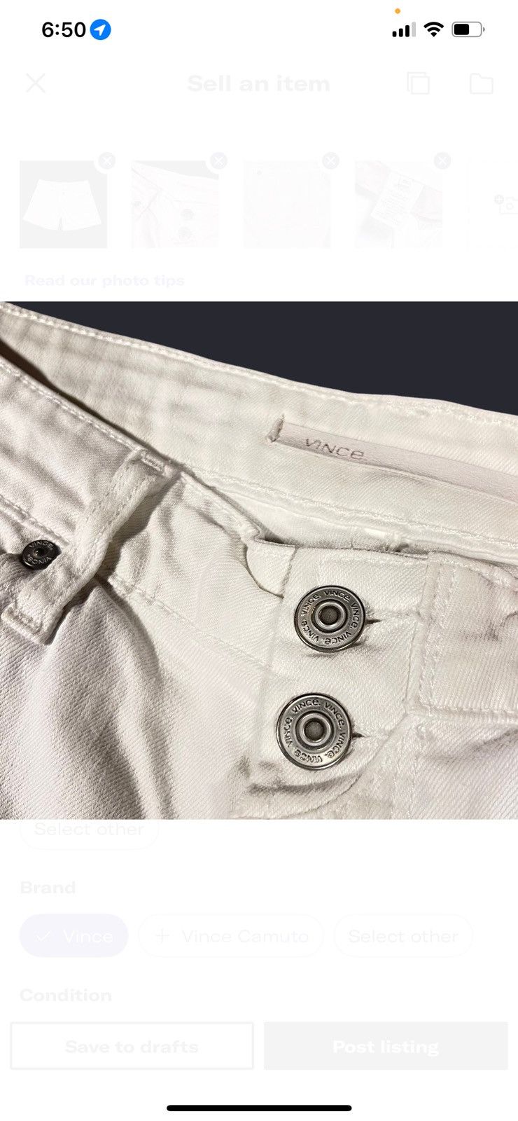 Vince Vince White Jean Shorts w/Belt Loops 5 Pocket size 26 Size 26" / US 2 / IT 38 - 3 Thumbnail