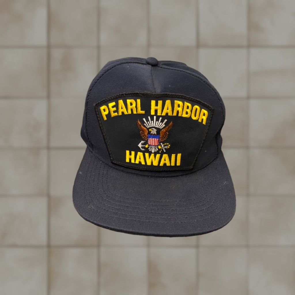 Vintage VINTAGE Northstar Cap Hat Navy USS Arizona Pearl Harbor Snap Back Black Gold Men Adjustable United States Marine Trucker Style Mens Size ONE SIZE - 1 Thumbnail