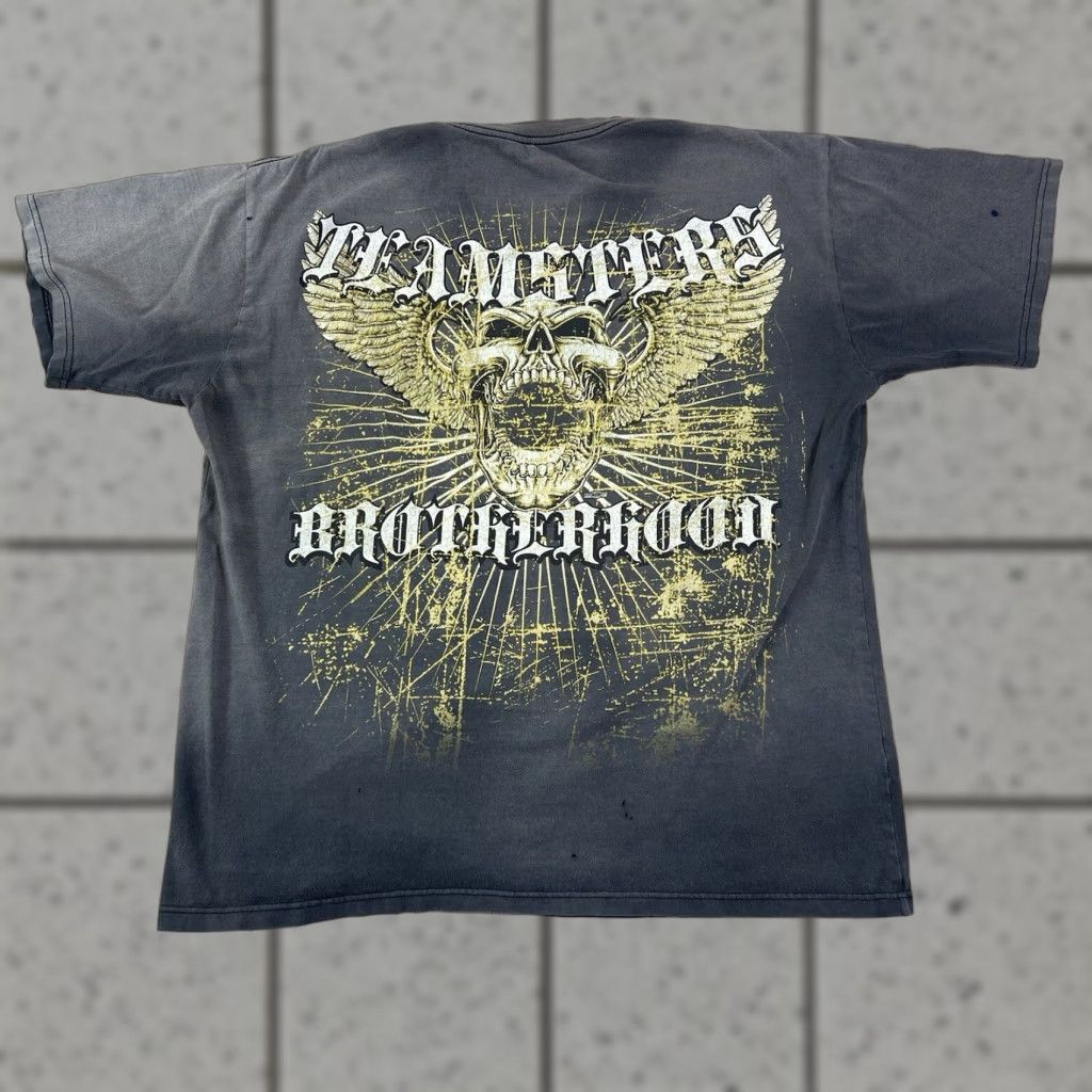 Thrasher VINTAGE Local 917 Teamsters Brotherhood Thrashed Faded Skull T Shirt XL Men Black XL Skull Vintage Size US XL / EU 56 / 4 - 1 Thumbnail