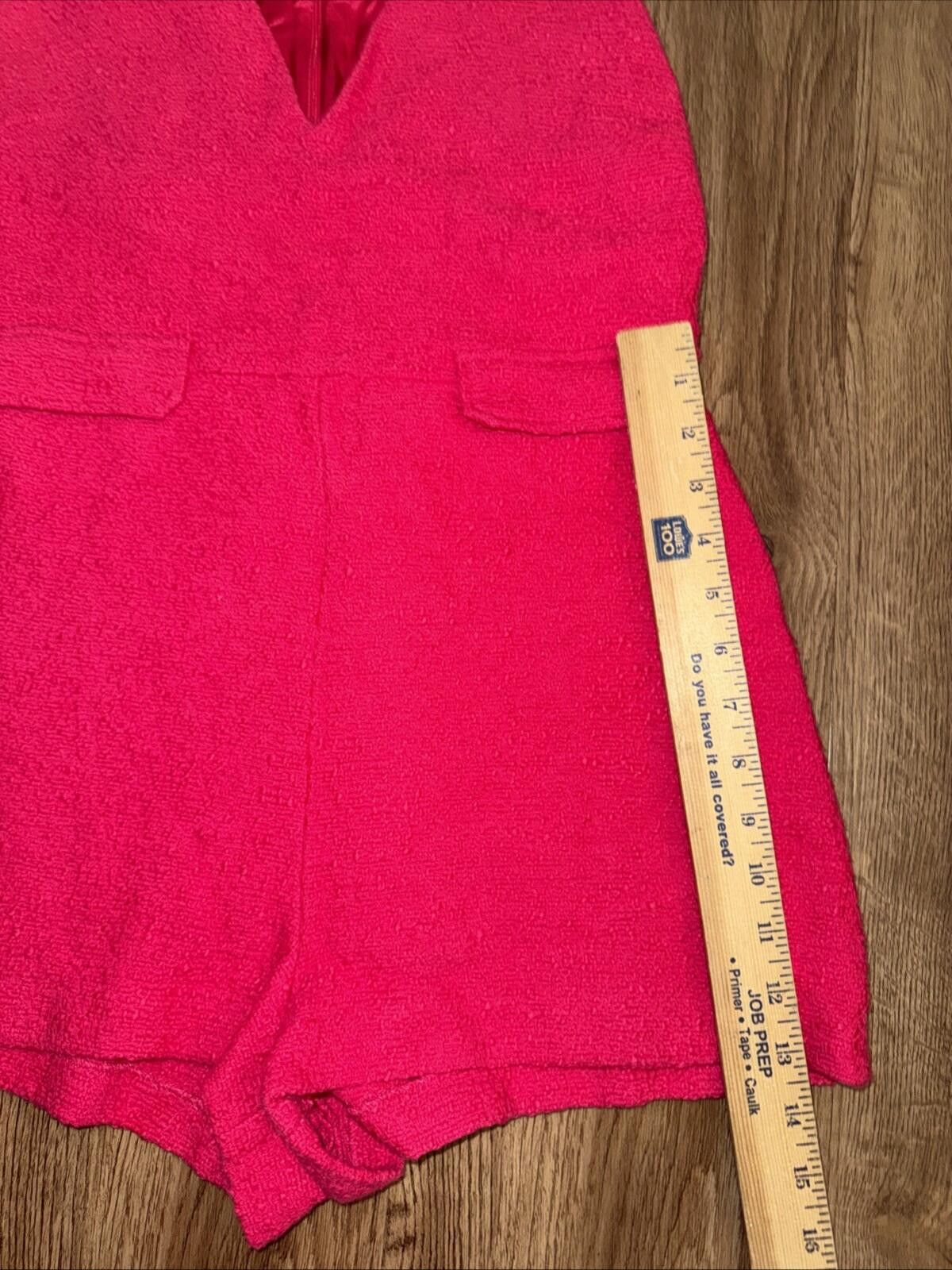 Zara Zara Hot Pink Tweed Textured Weave Romper EUC Size Small Size 28" / US 6 / IT 42 - 8 Thumbnail