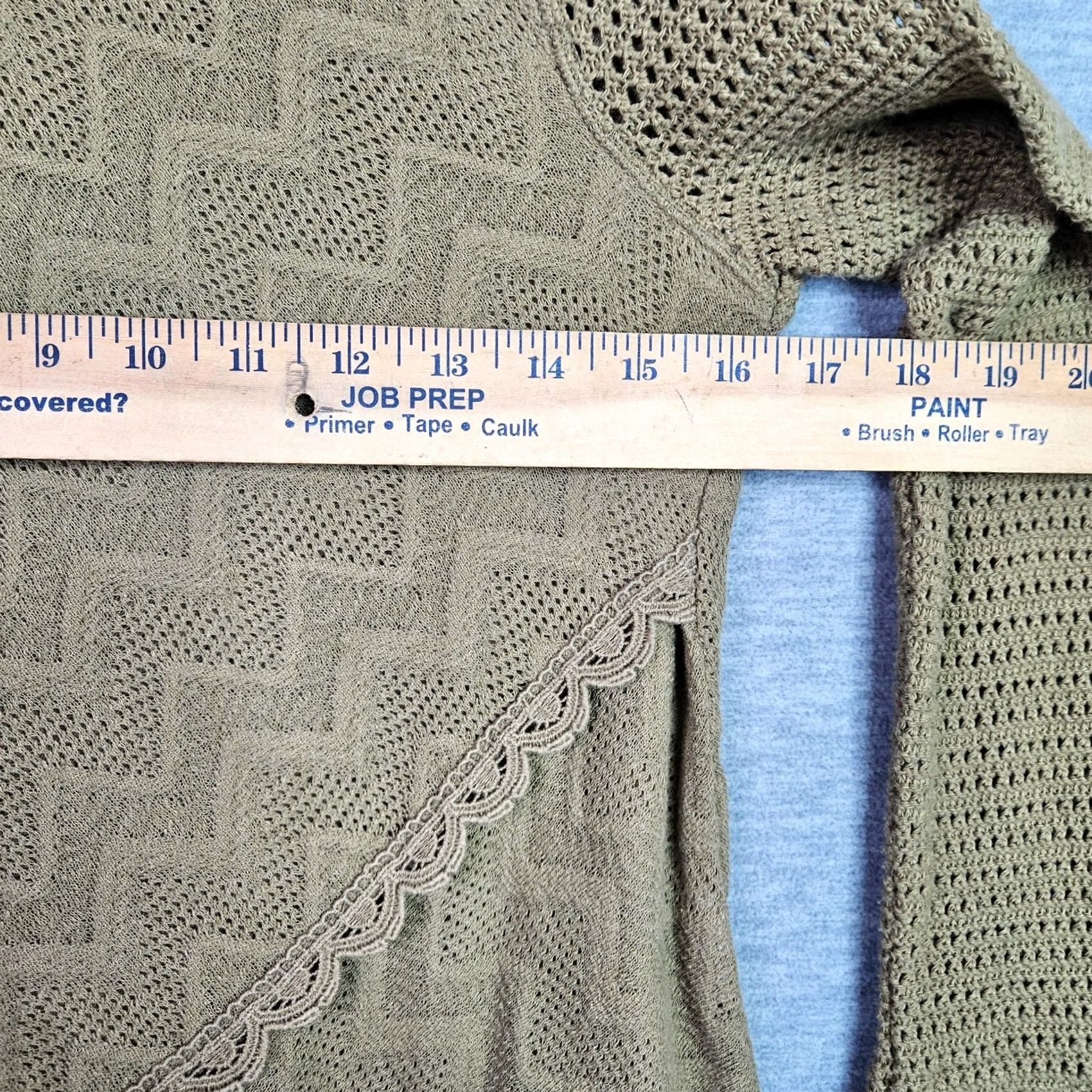 Free People Free People Women's Olive Green Crewneck Open Knit Long Sleeve Boho Top Sz S Size S / US 4 / IT 40 - 6 Thumbnail