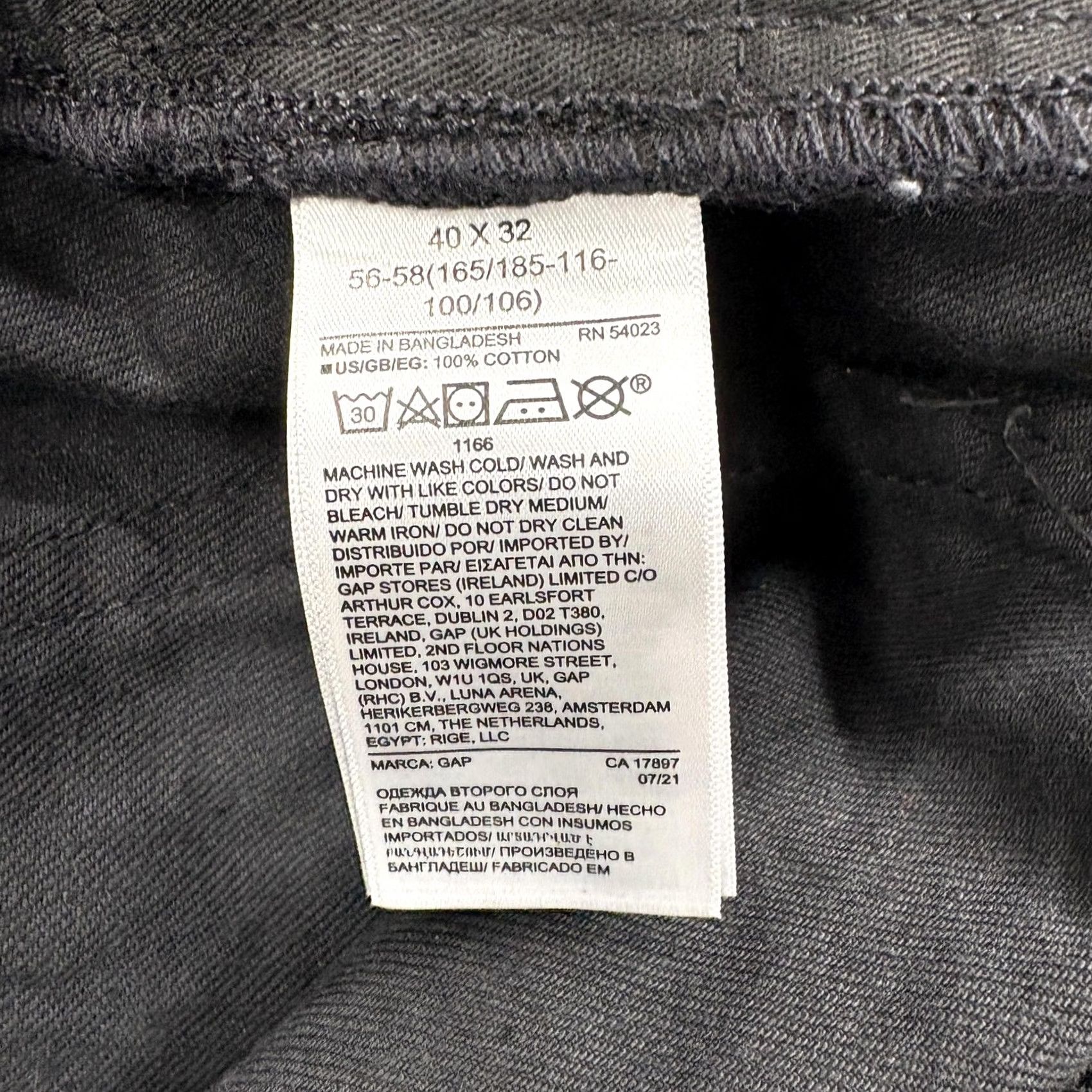 Gap Gap Jeans Mens 40x32 Denim Straight Black Dark Wash NWT Regular Pants Waist 40 Inseam 32 Cotton Zip Size US 40 / EU 56 - 5 Thumbnail