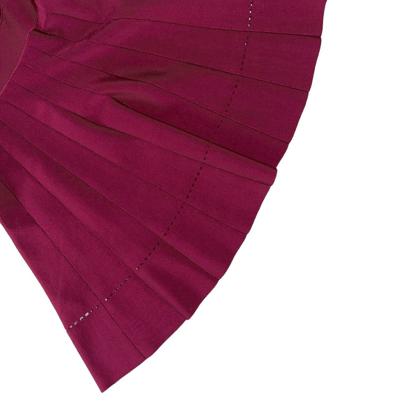 Herve Leger Herve Leger Paris Pleated Ponte Burgundy Mini Dress Size L Size L / US 10 / IT 46 - 8 Thumbnail