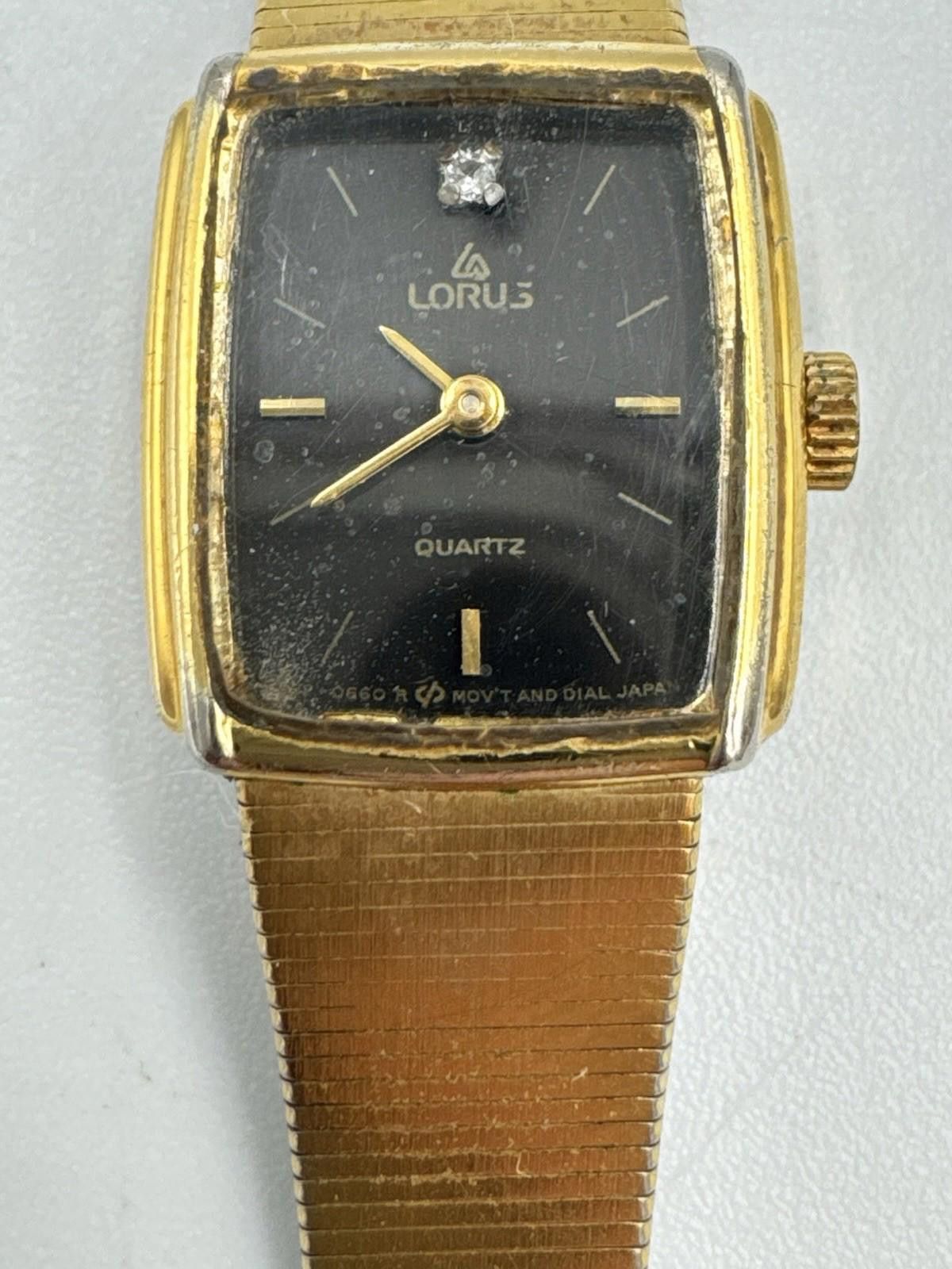 Lotus Shoes Vtg Lorus Watch Women V232-5490 16mm Gold Tone Black Dial Size ONE SIZE - 4 Thumbnail