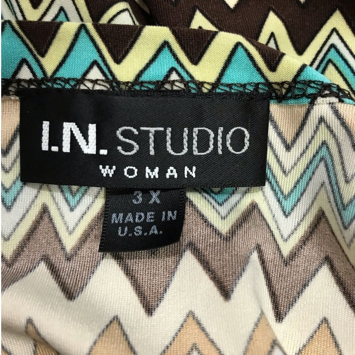 Other I.N. Studio Zig-Zag Round Neck Sleeveless Stretch Blouse 3X Size 3XL / US 20-22 - 3 Thumbnail