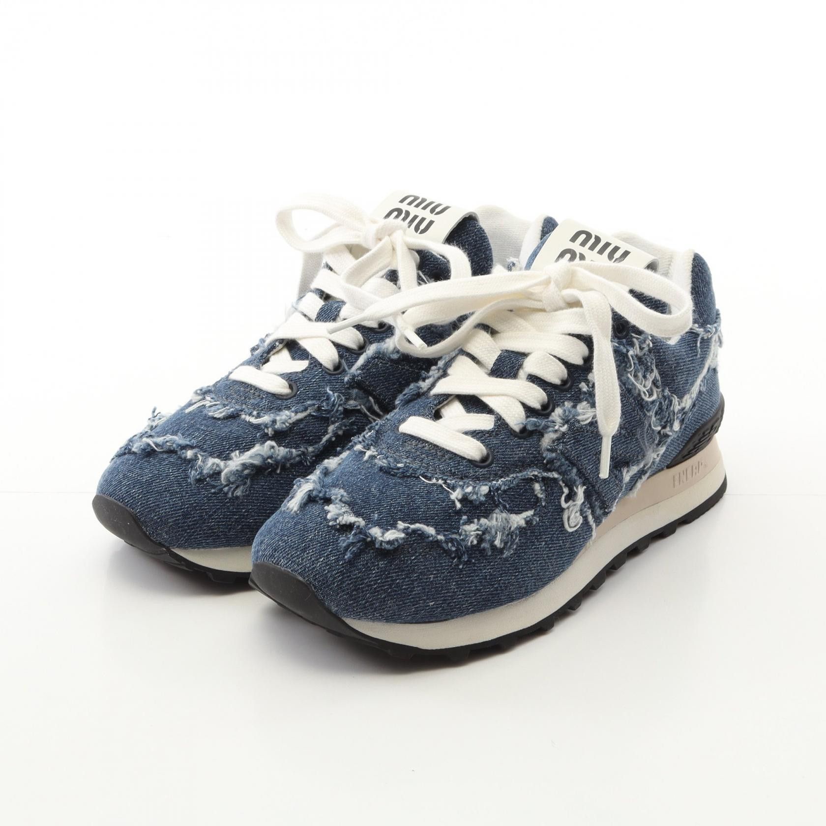Miu Miu Miu Miu miumiu X New Balance 574 Denim Sneakers Denim Shoes DUTY  FREE for USA