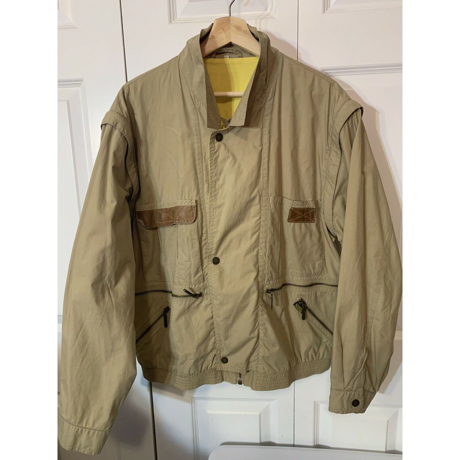 Other Vtg Ciesse Piumini Tan & yellow full zip windbreaker jacket Size US L / EU 52-54 / 3 - 11 Thumbnail