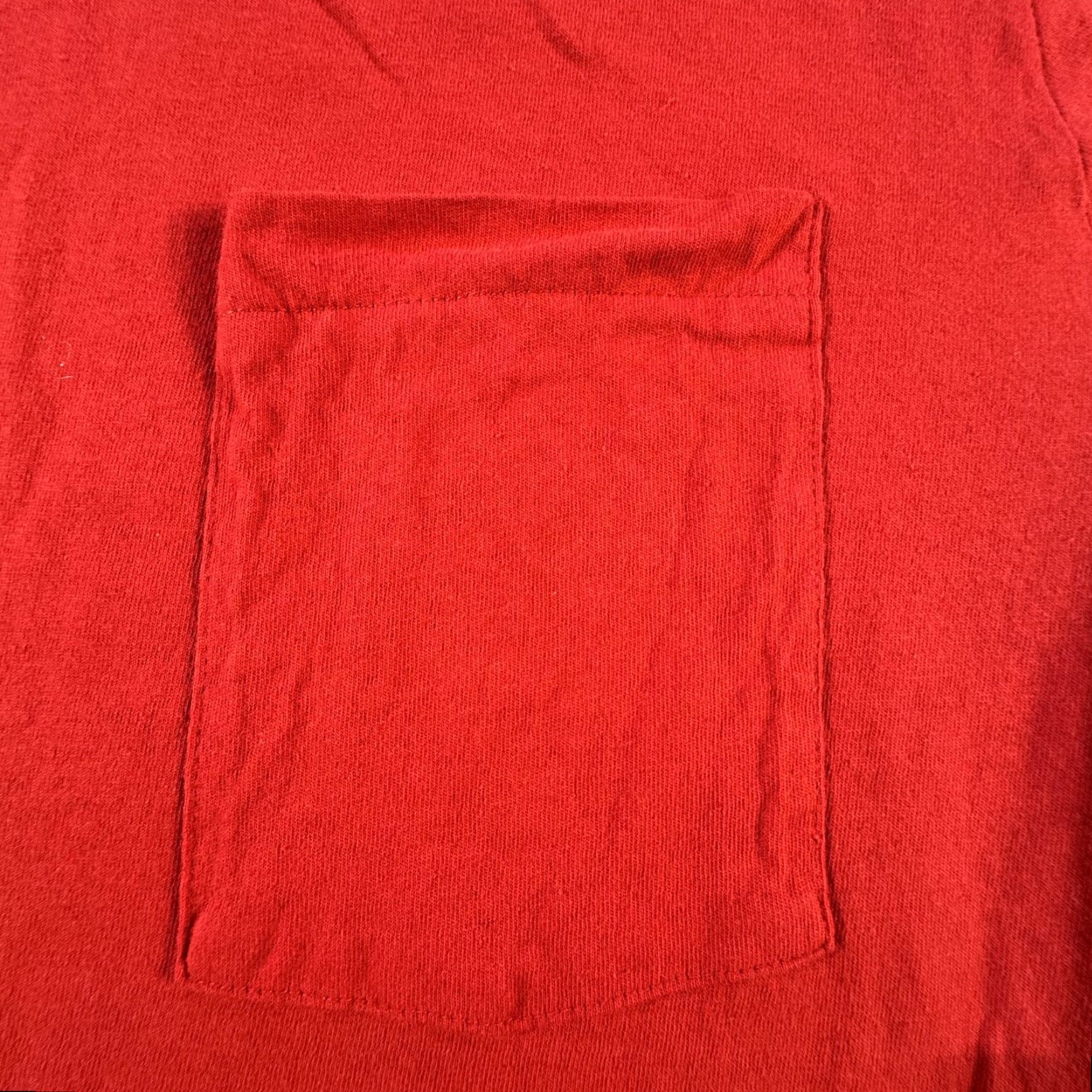 Vintage VINTAGE Screen Stars Shirt Mens Large Red Pocket Single Stitch USA Made 90s Crew Neck Short Sleeve T-Shirt Cotton Blank Size US L / EU 52-54 / 3 - 6 Thumbnail