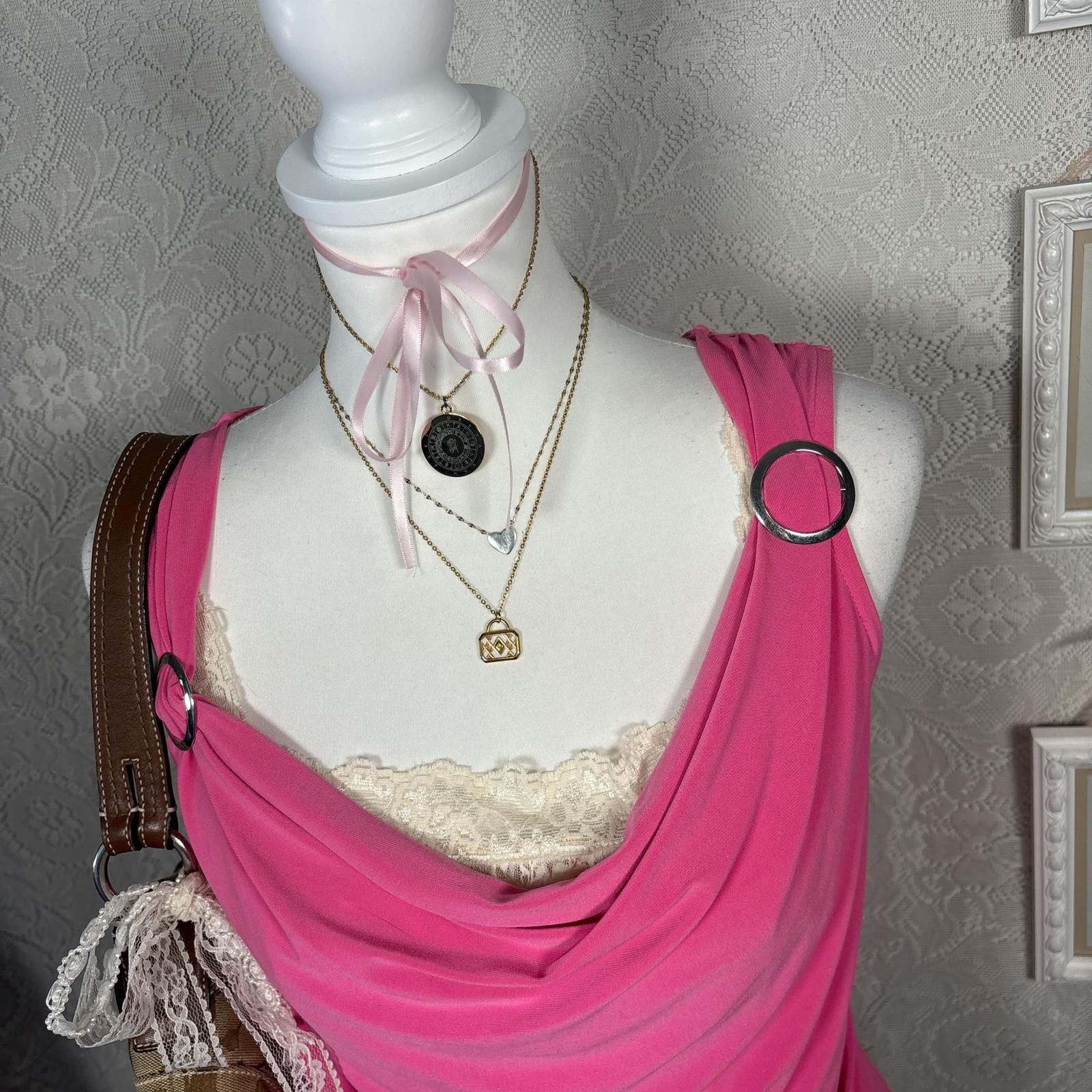 Cartoon Network y2k office siren pink blouse top with ring details Size L / US 10 / IT 46 - 5 Thumbnail