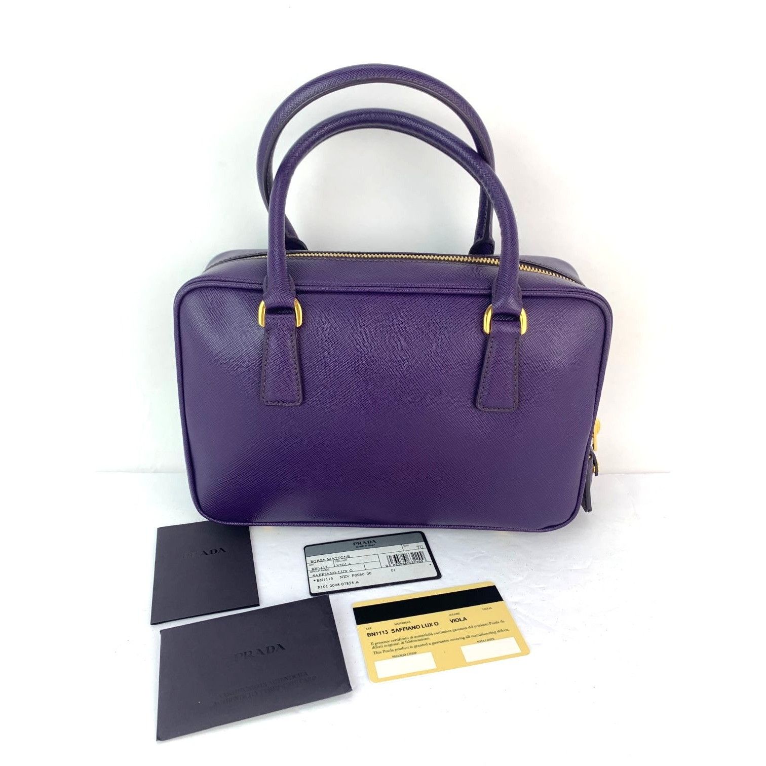 Prada Prada Saffiano Leather Lux Small Top Handle Viola Purple Ha Size ONE SIZE - 2 Thumbnail