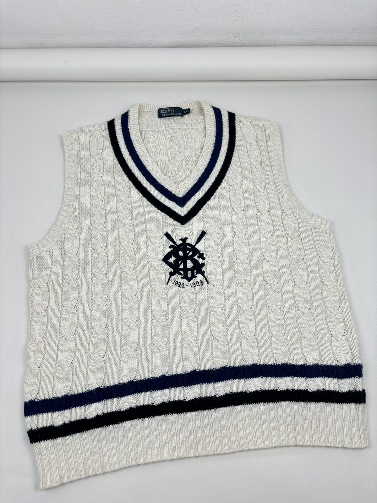 Polo Ralph Lauren 1922-1923 POLO Cashmere Cable-Knit Vest Tenis Gilet Jumper Size US XL / EU 56 / 4 - 9 Thumbnail